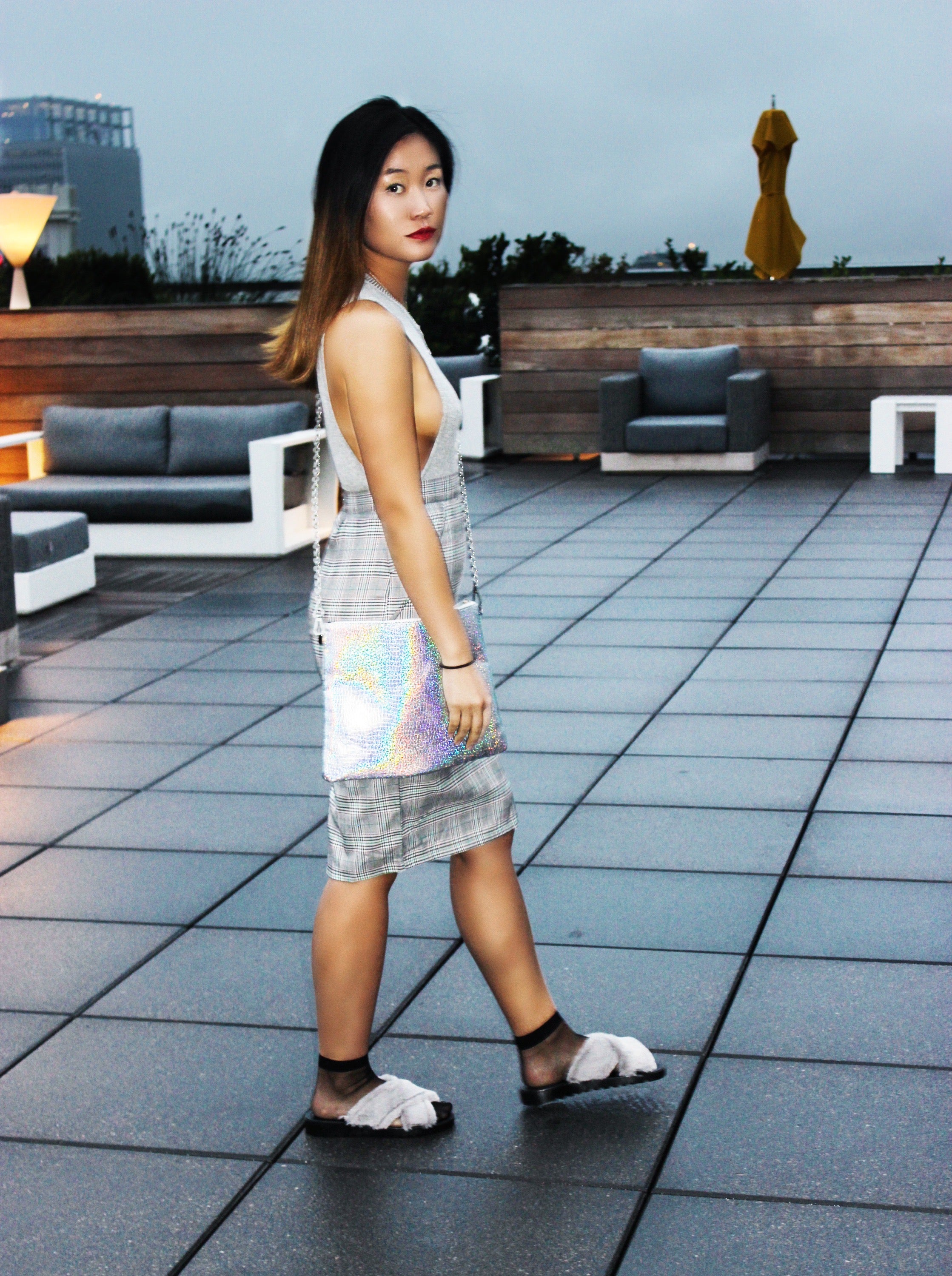 Plaid Cropped Jacket/ Skirt Set