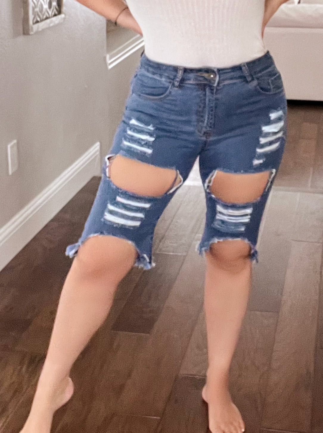 Denim Ripped Shorts