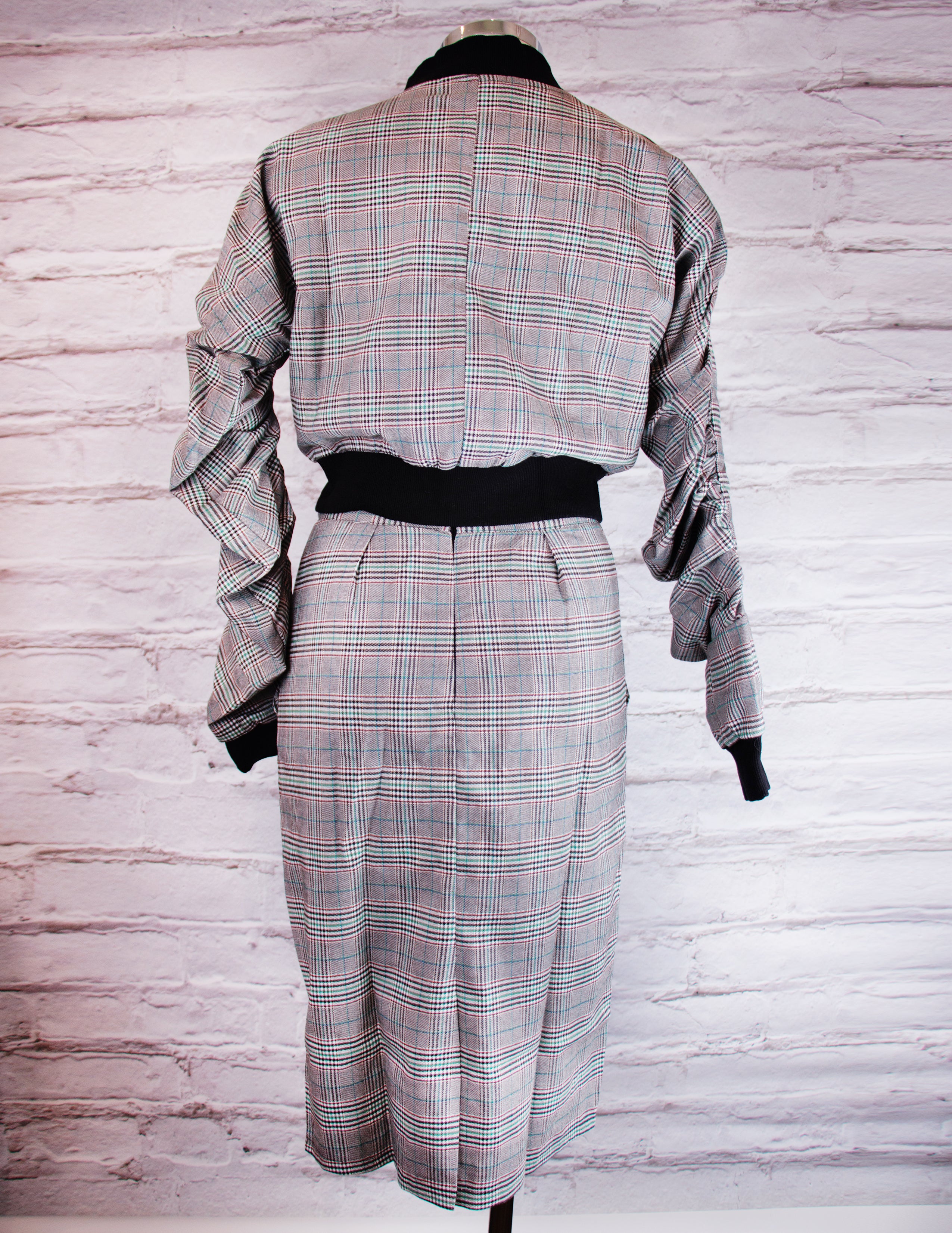 Plaid Cropped Jacket/ Skirt Set