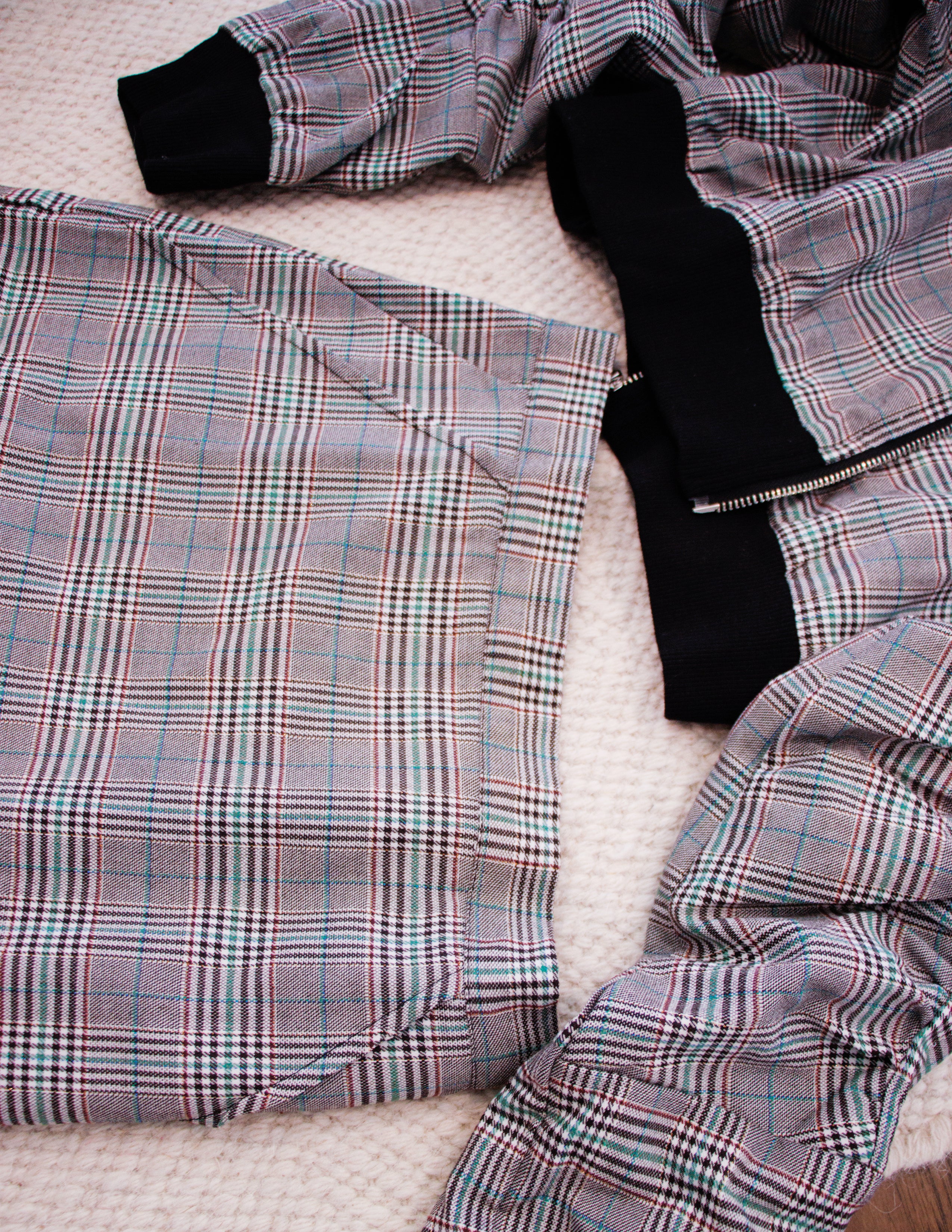 Plaid Cropped Jacket/ Skirt Set