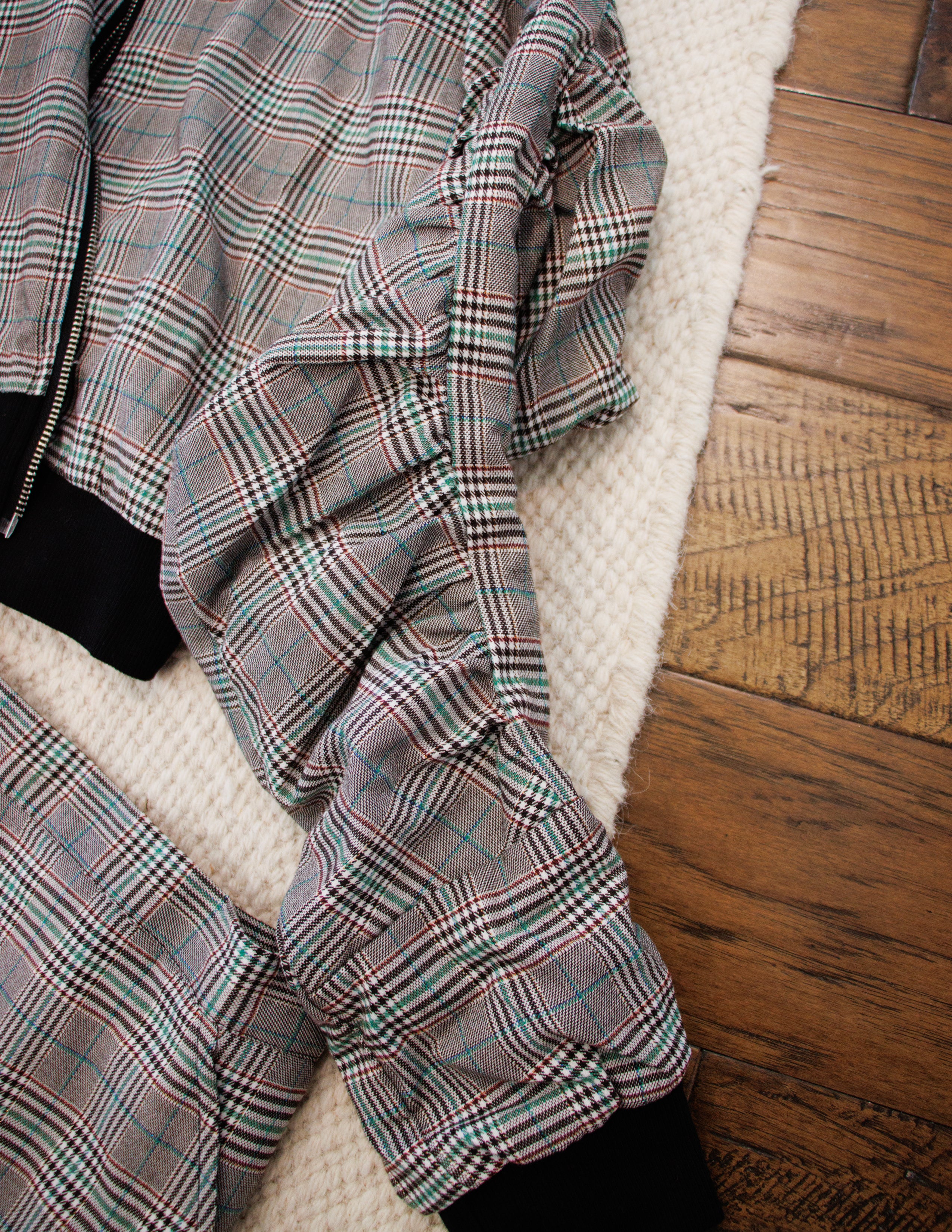 Plaid Cropped Jacket/ Skirt Set