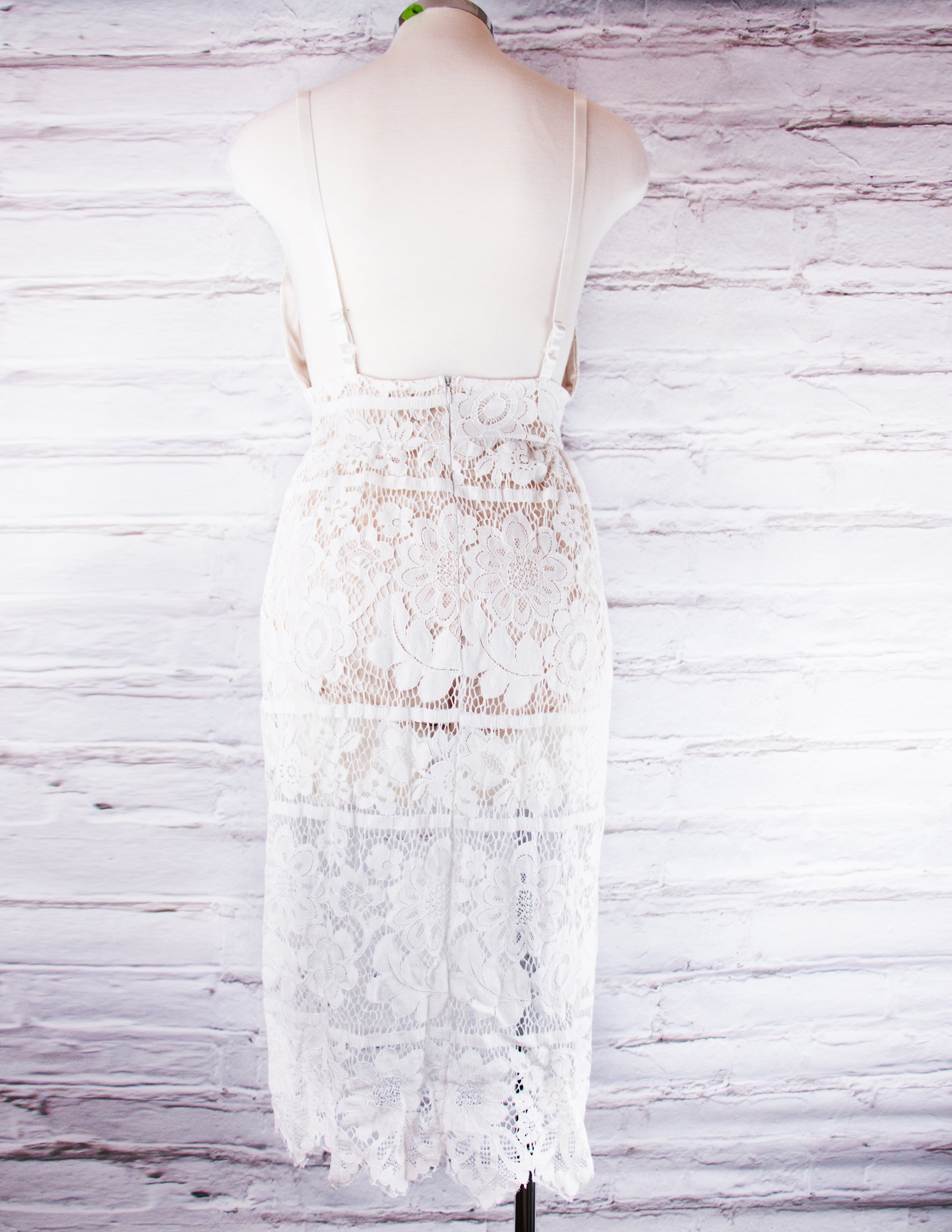 Lace Midi Dress- White