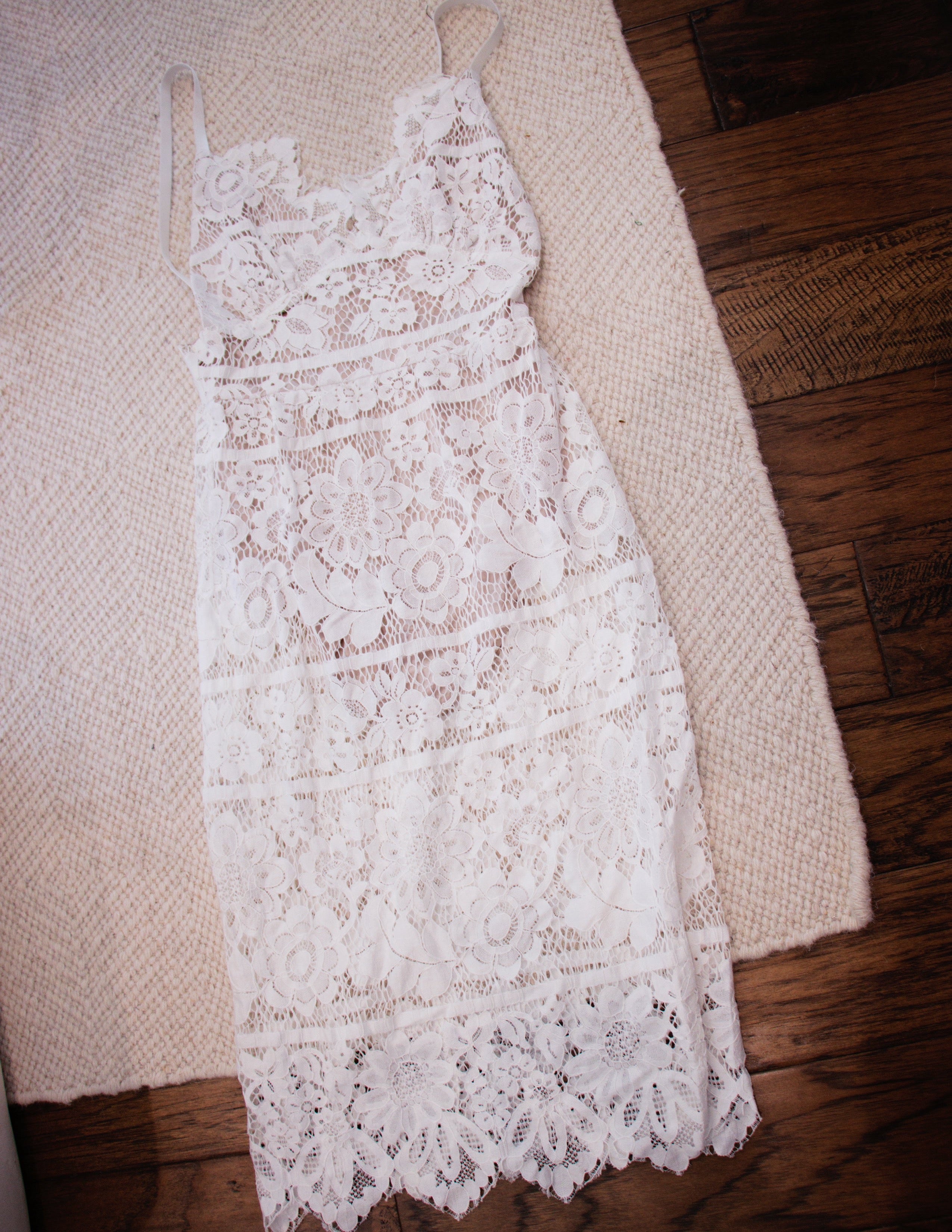 Lace Midi Dress- White