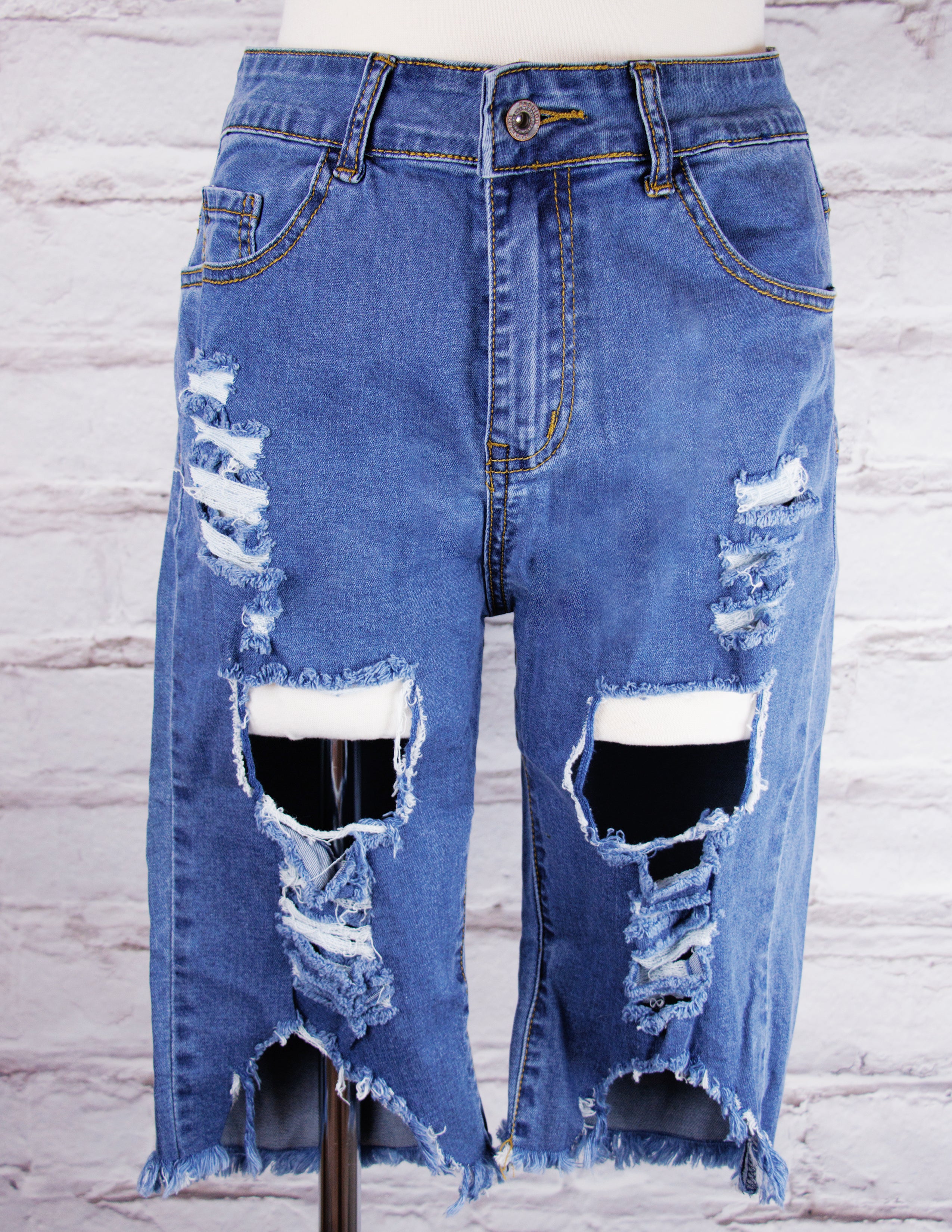 Denim Ripped Shorts