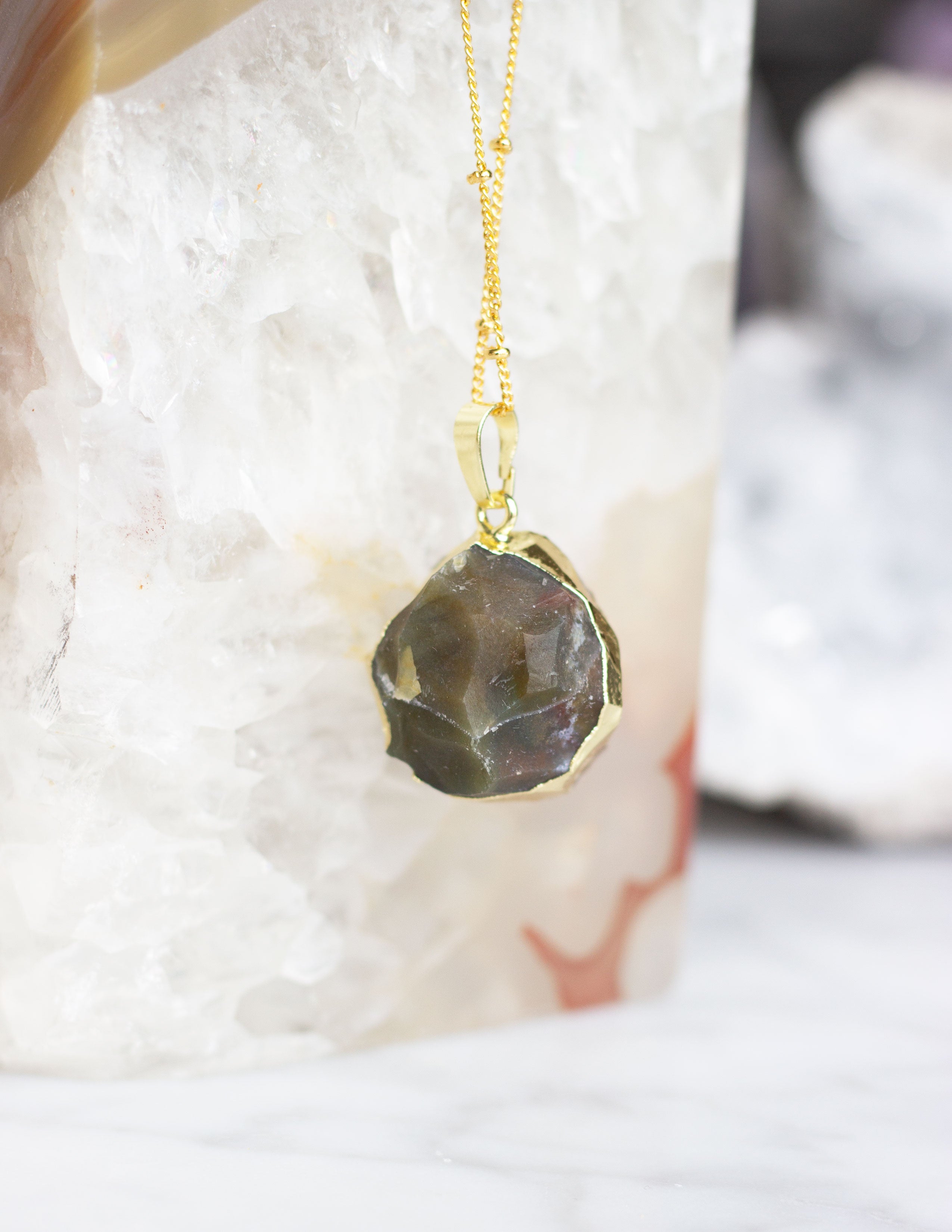 ROUND JASPER PENDANT- 0312 - Blue District