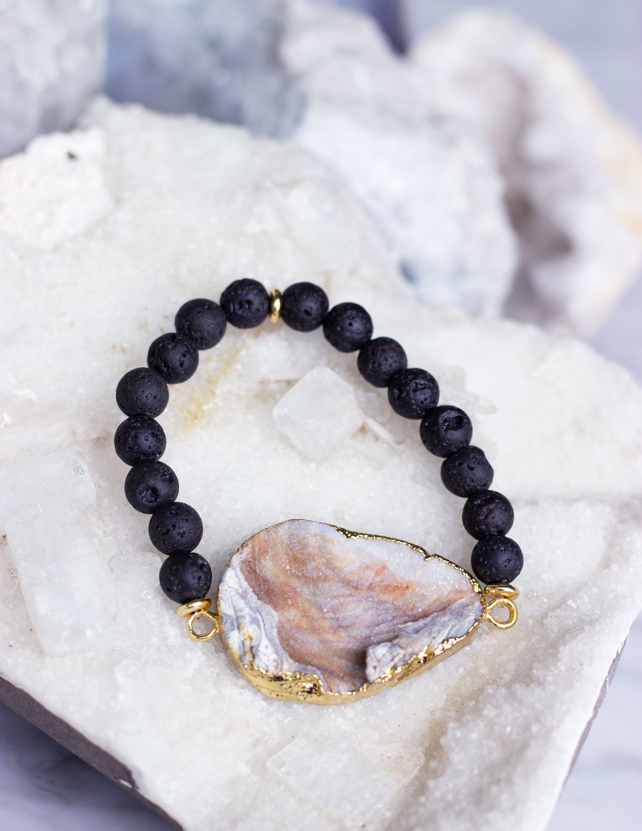 LAVA BEADS/ QUARTZ BRACELET- 0702 - Blue District