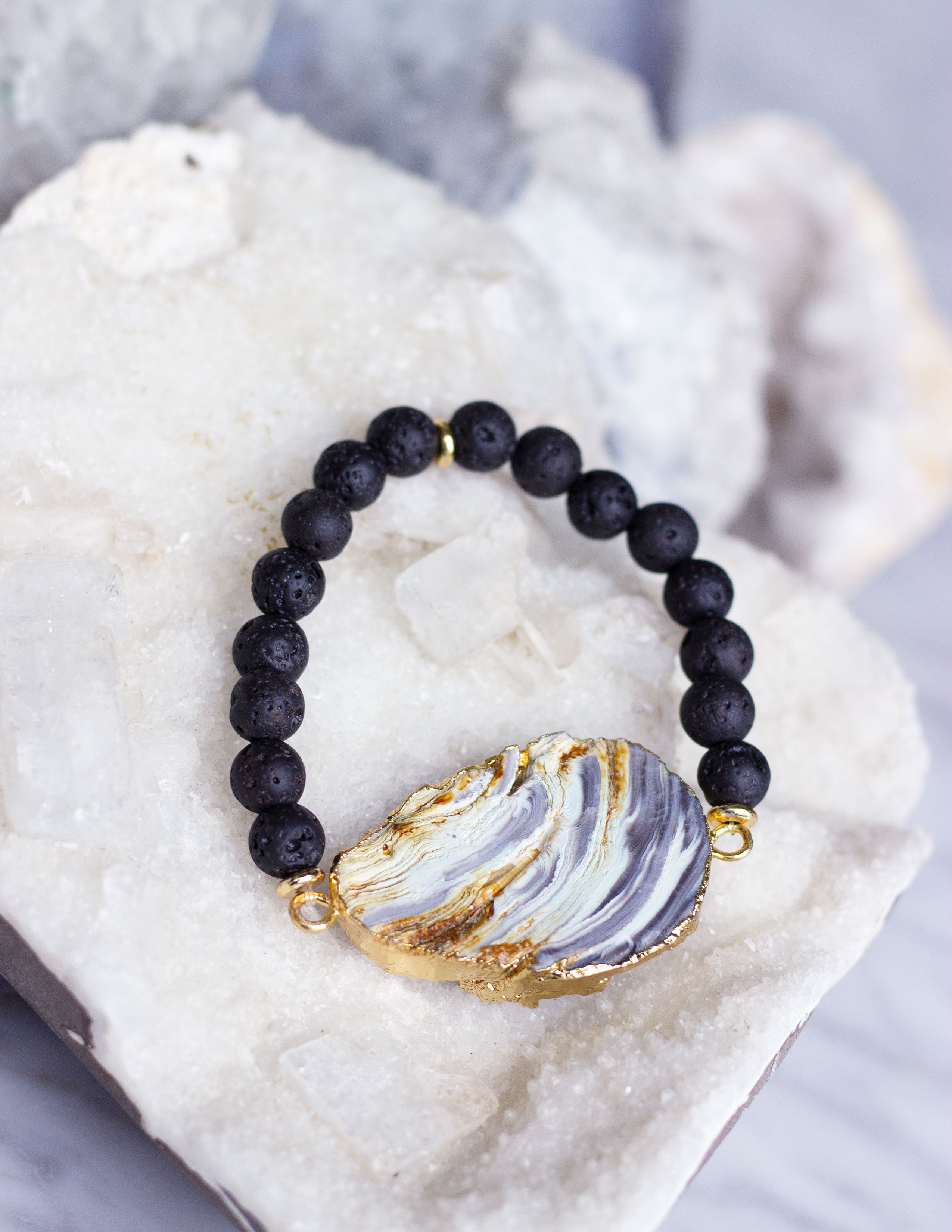 LAVA BEADS/ QUARTZ BRACELET- 0702 - Blue District
