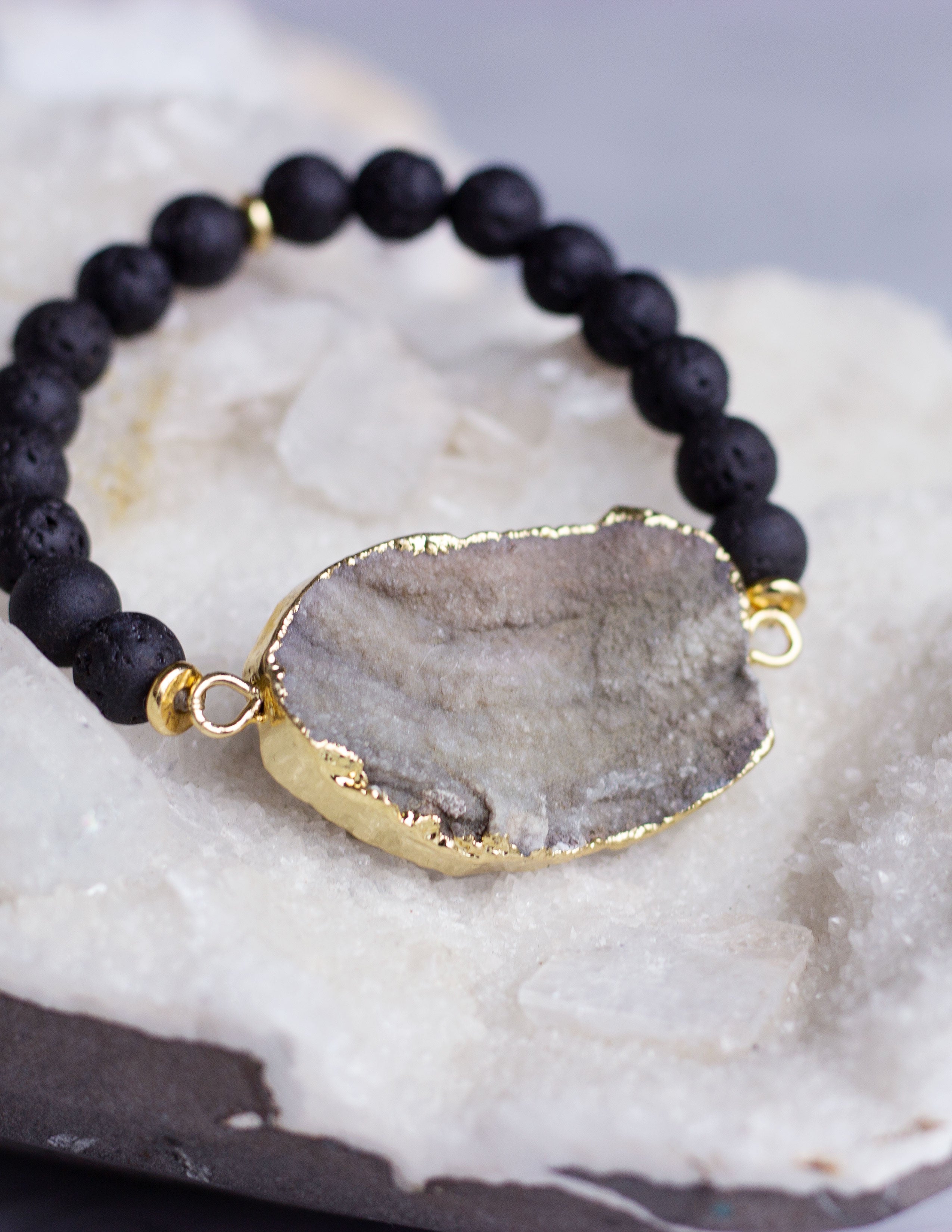 LAVA BEADS/ QUARTZ BRACELET- 0704 - Blue District