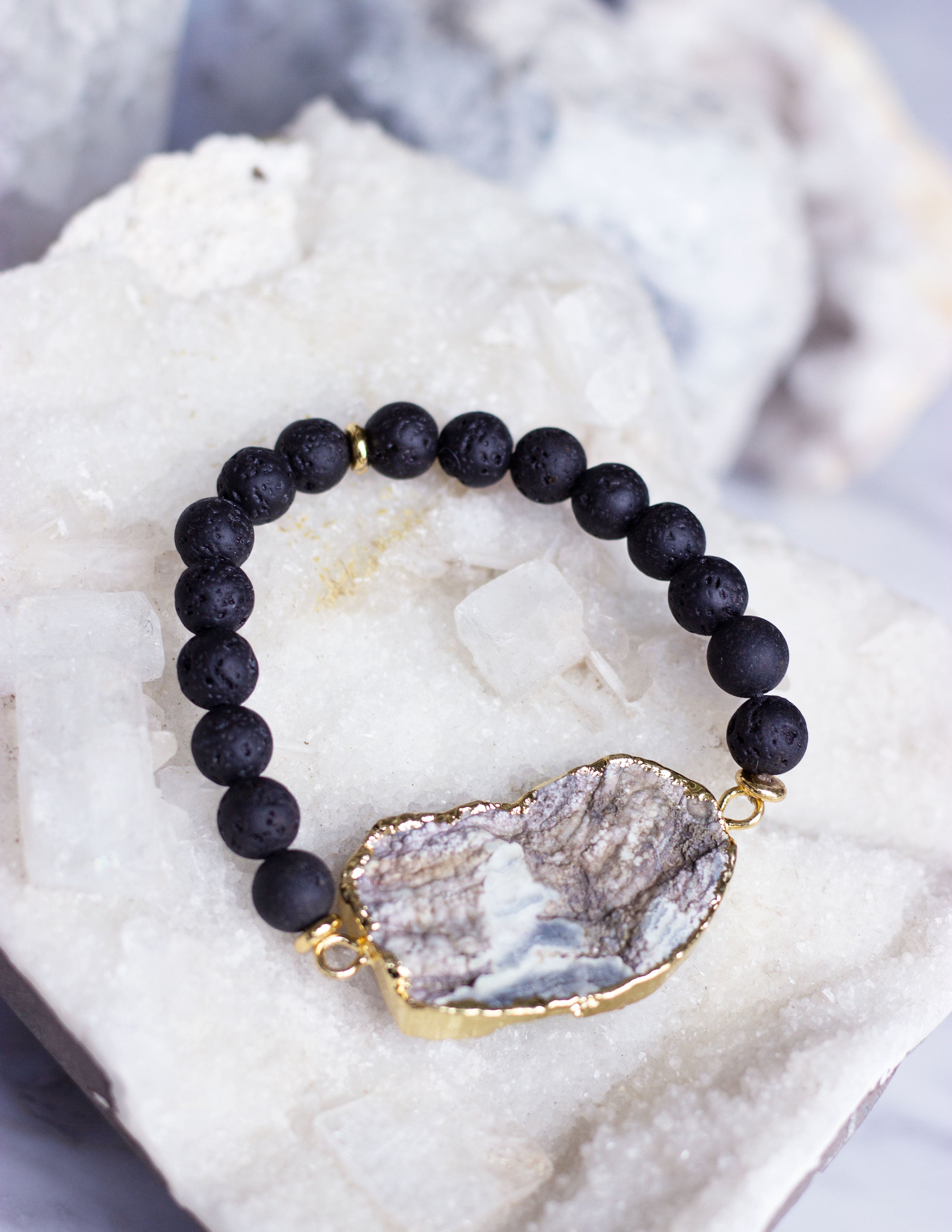 LAVA BEADS/ QUARTZ BRACELET- 0704 - Blue District