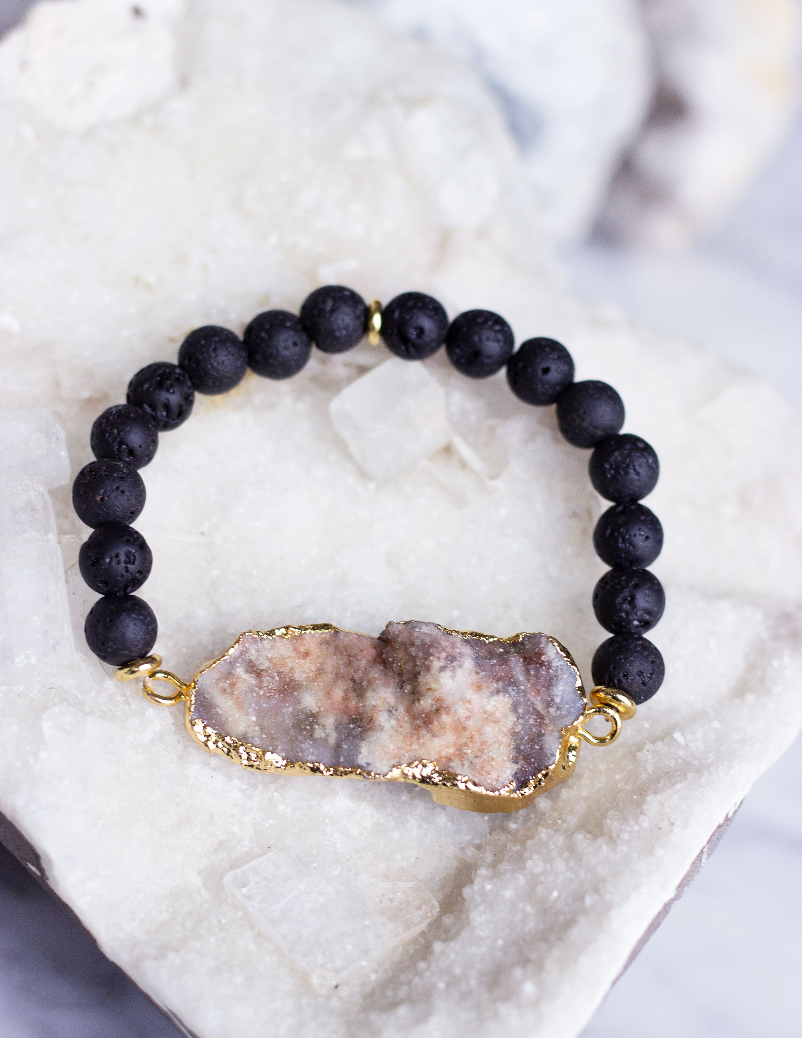 LAVA BEADS/ QUARTZ BRACELET- 0705 - Blue District