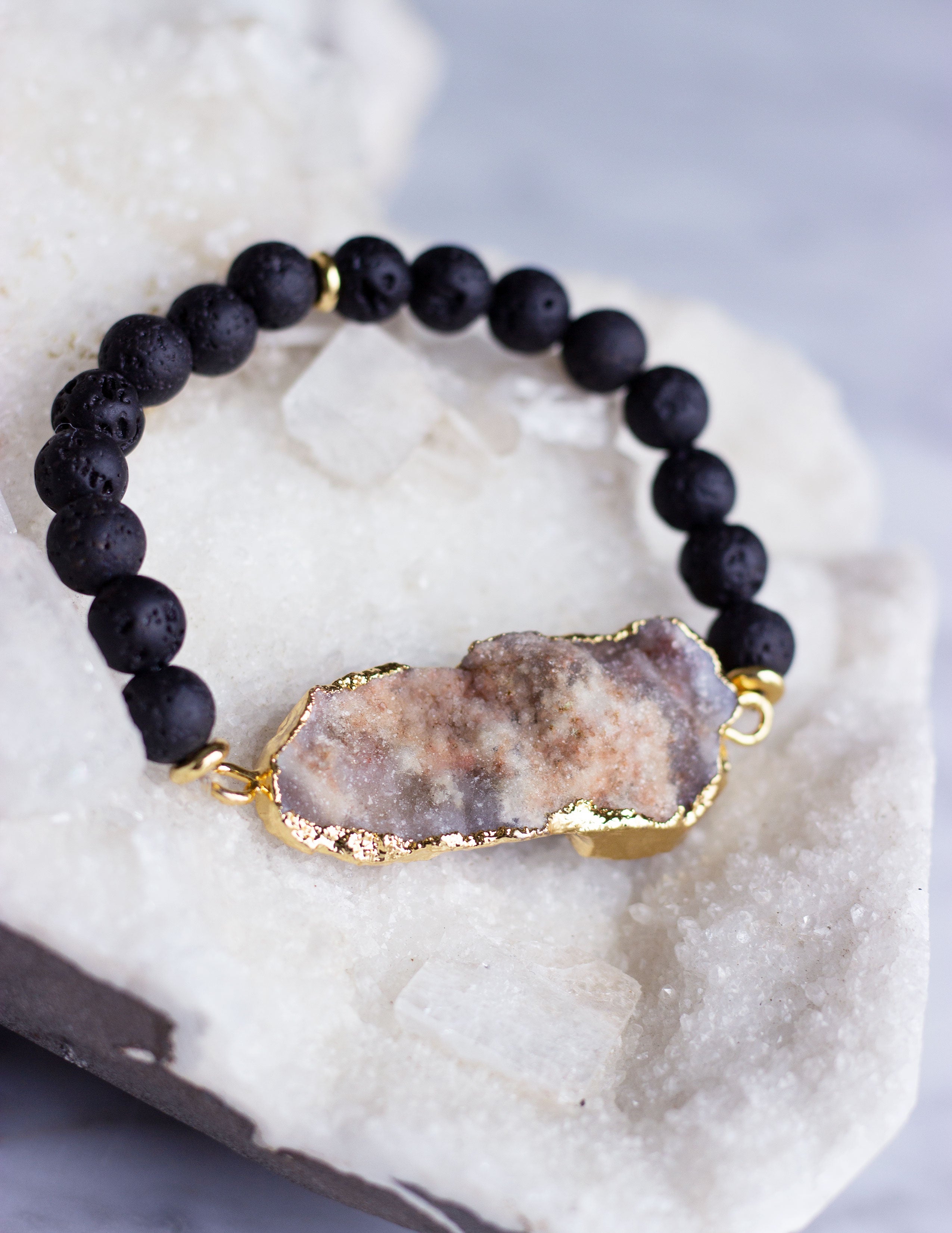 LAVA BEADS/ QUARTZ BRACELET- 0705 - Blue District