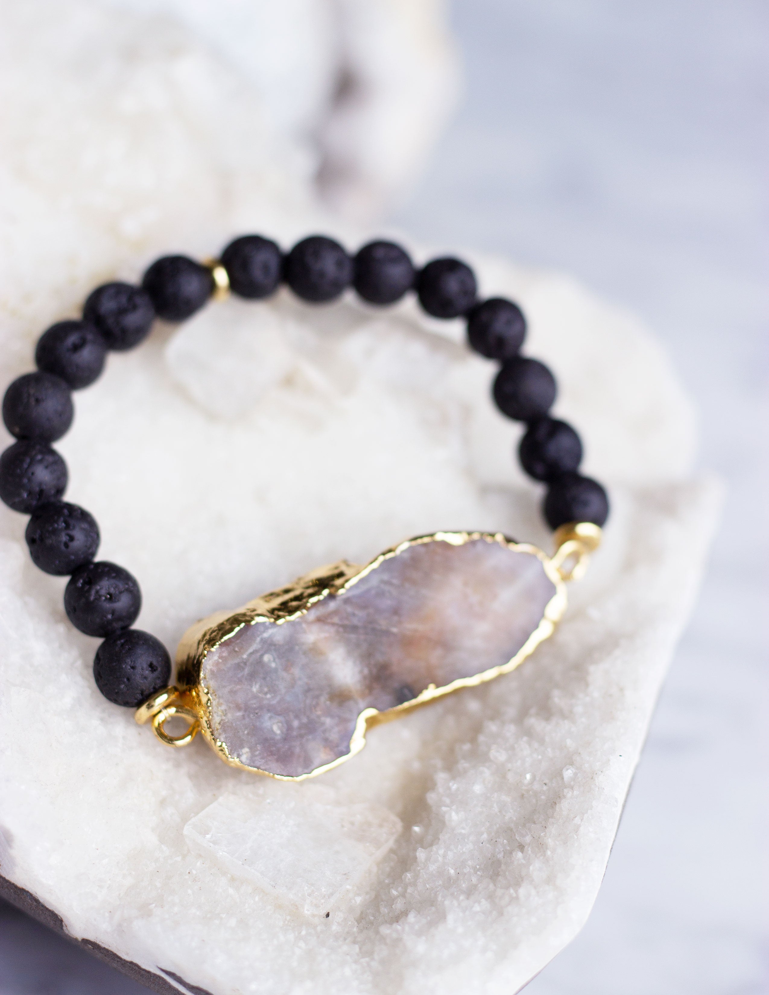 LAVA BEADS/ QUARTZ BRACELET- 0705 - Blue District