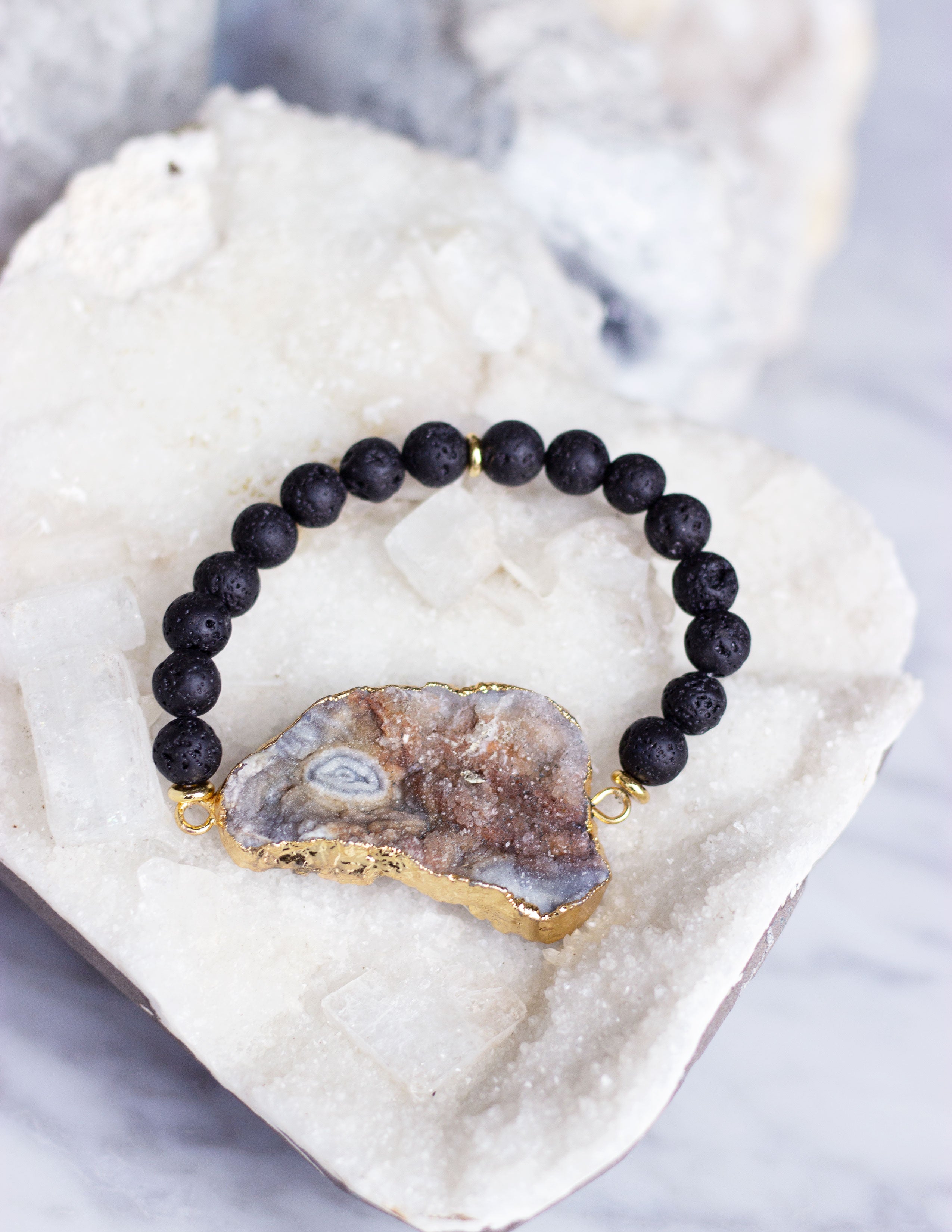 LAVA BEADS/ QUARTZ BRACELET- 0708 - Blue District