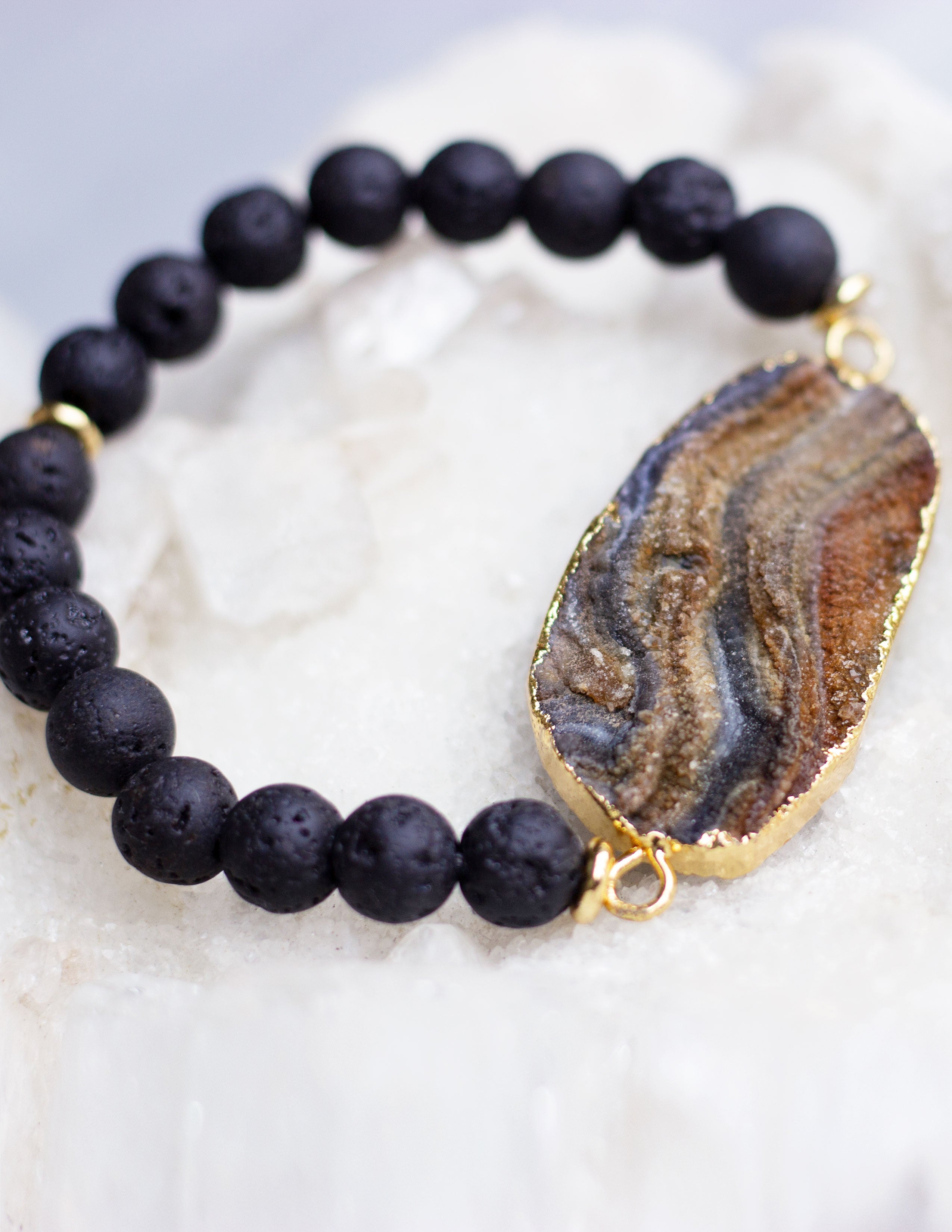 LAVA BEADS/ QUARTZ BRACELET- 0710 - Blue District