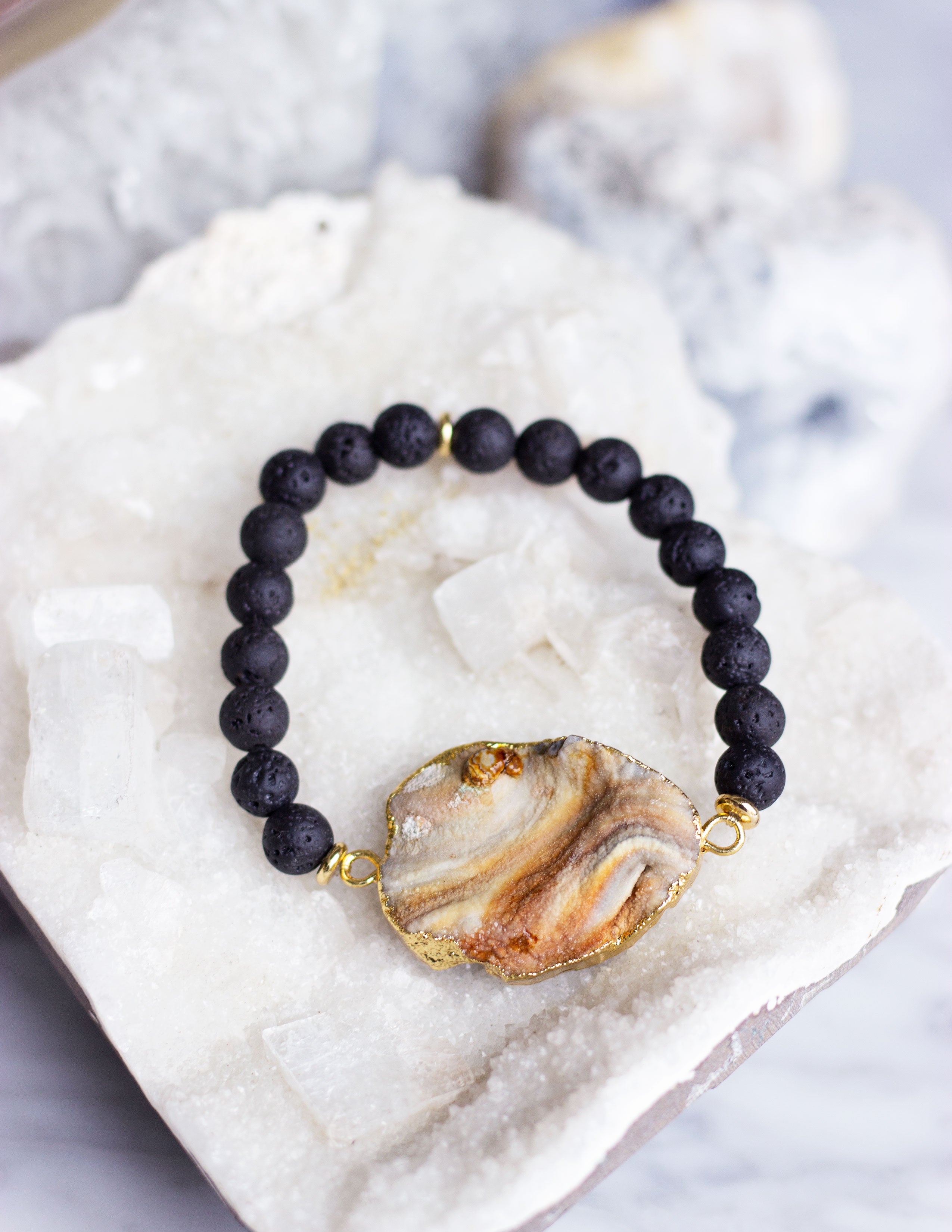 LAVA BEADS/ QUARTZ BRACELET- 0713 - Blue District