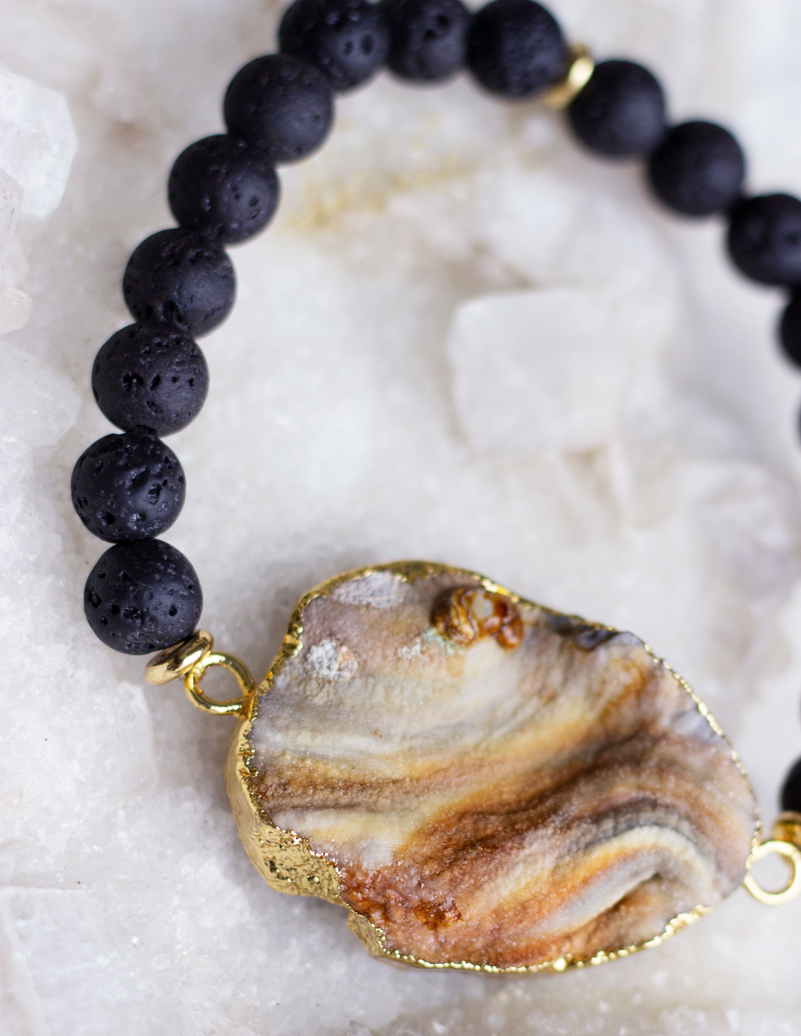 LAVA BEADS/ QUARTZ BRACELET- 0713 - Blue District