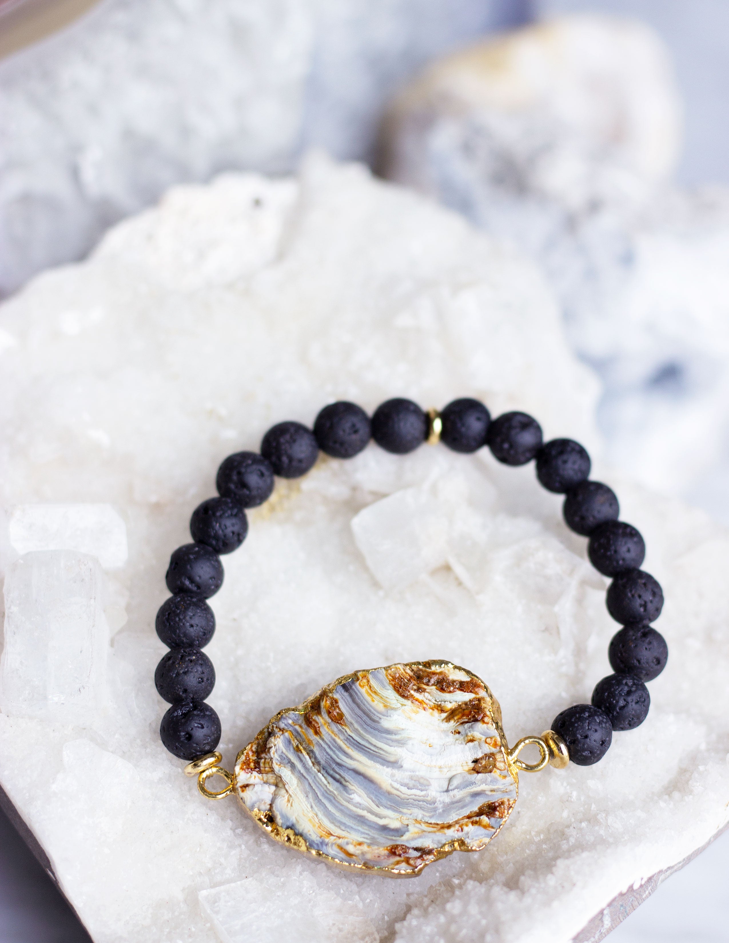 LAVA BEADS/ QUARTZ BRACELET- 0713 - Blue District