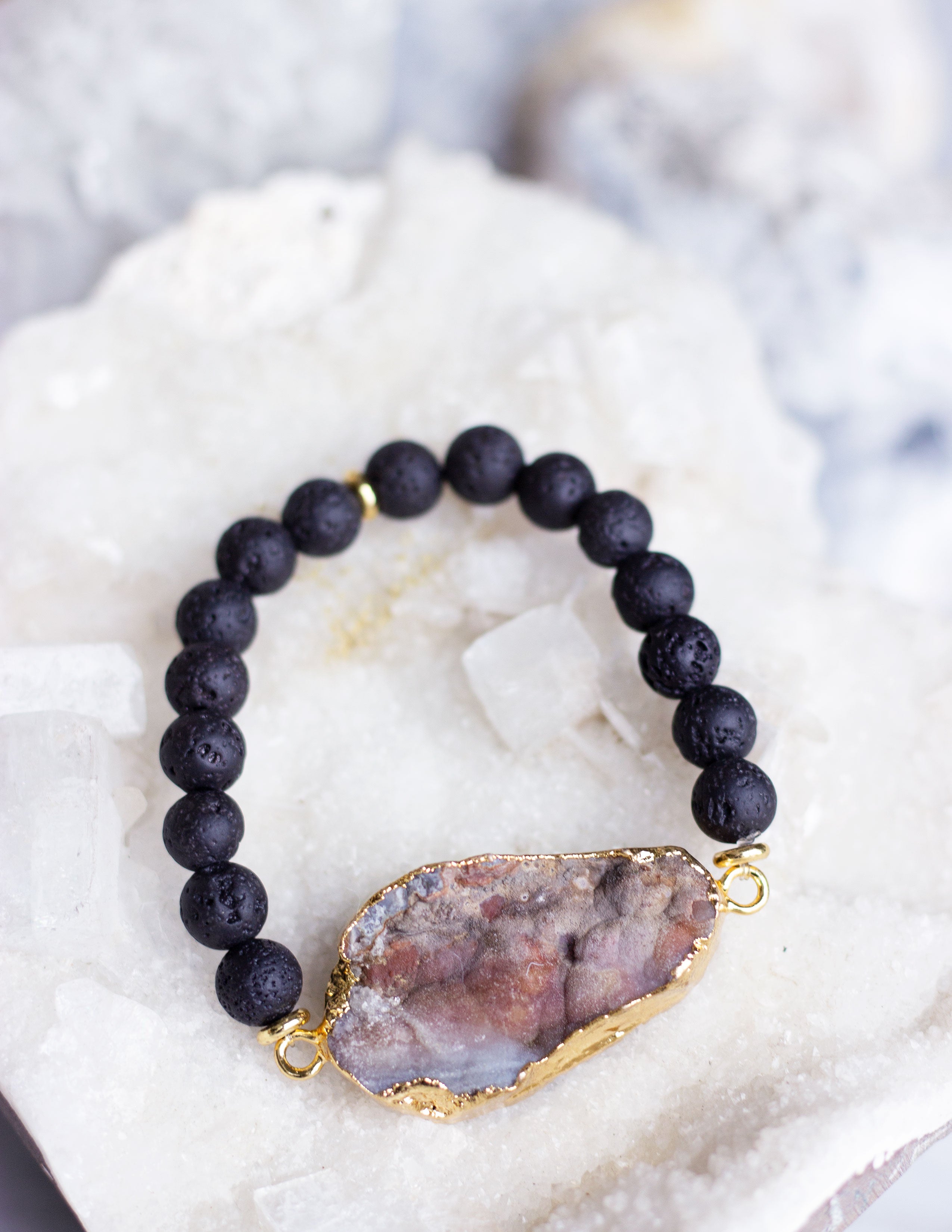 LAVA BEADS/ QUARTZ BRACELET- 0715 - Blue District