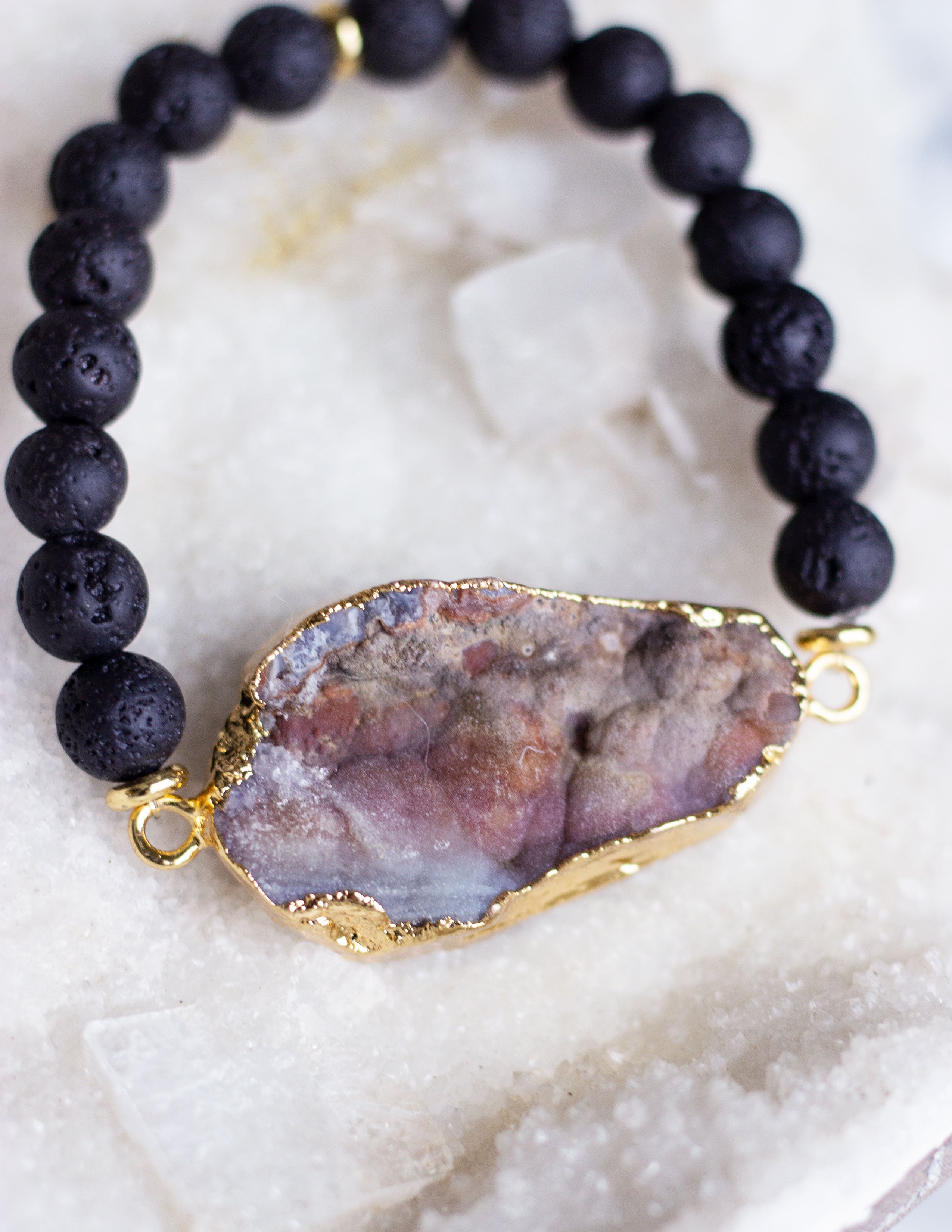 LAVA BEADS/ QUARTZ BRACELET- 0715 - Blue District