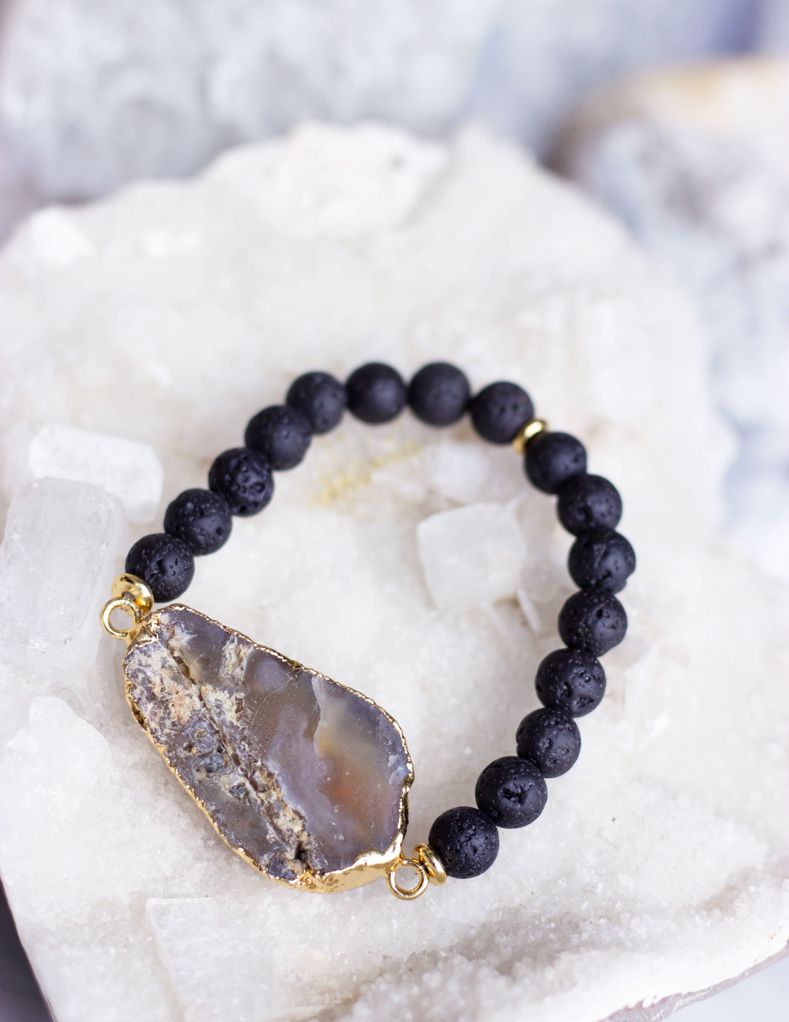 LAVA BEADS/ QUARTZ BRACELET- 0715 - Blue District