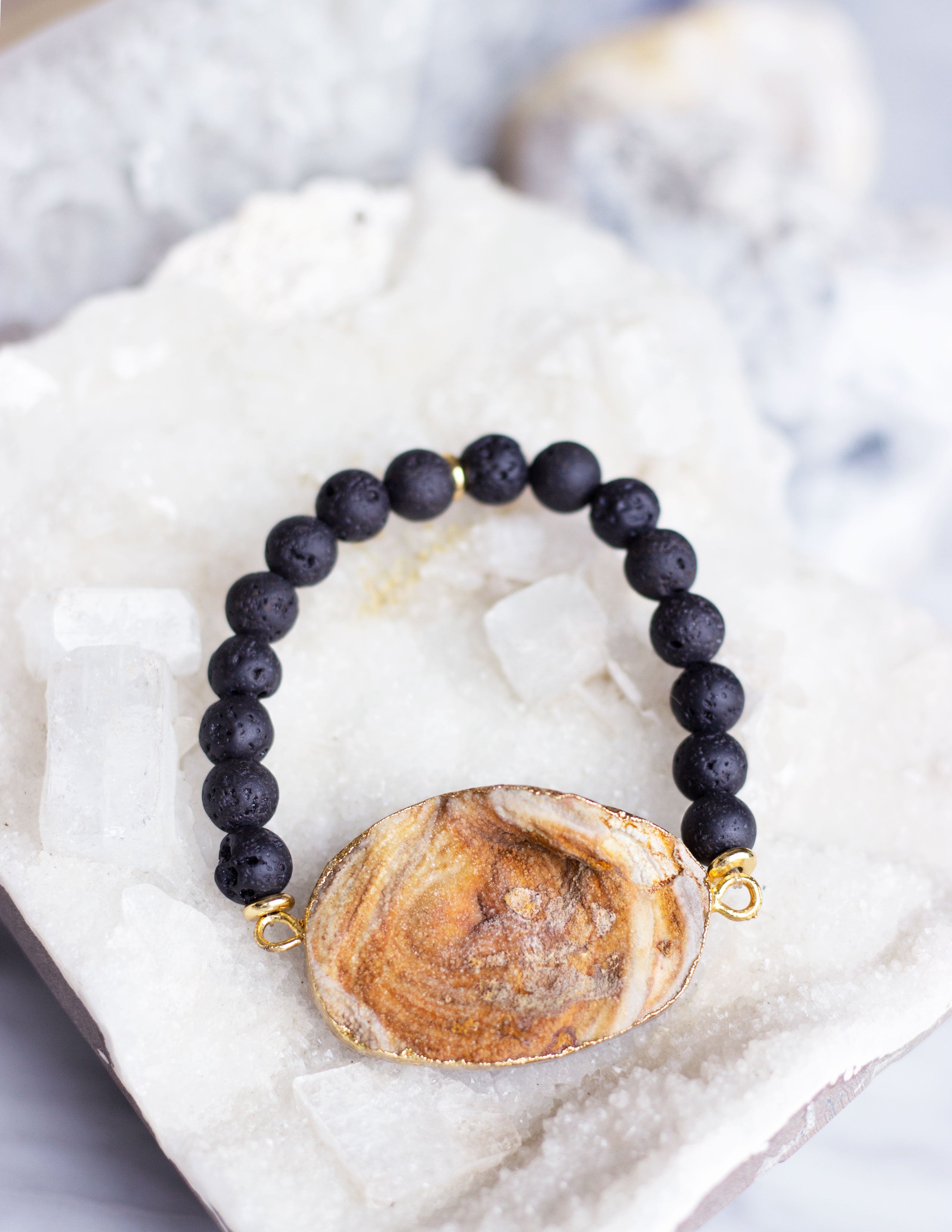 LAVA BEADS/ QUARTZ BRACELET- 0716 - Blue District