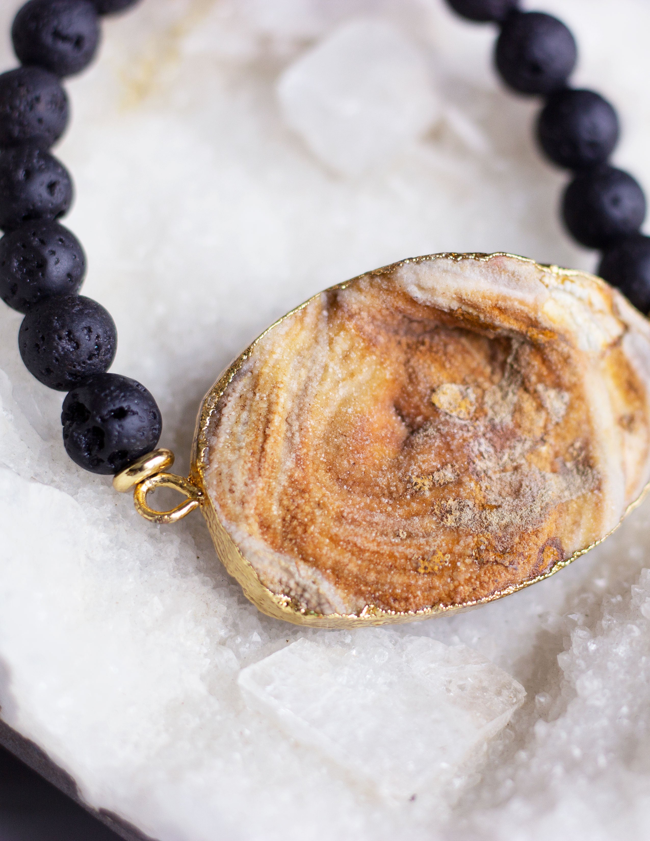 LAVA BEADS/ QUARTZ BRACELET- 0716 - Blue District