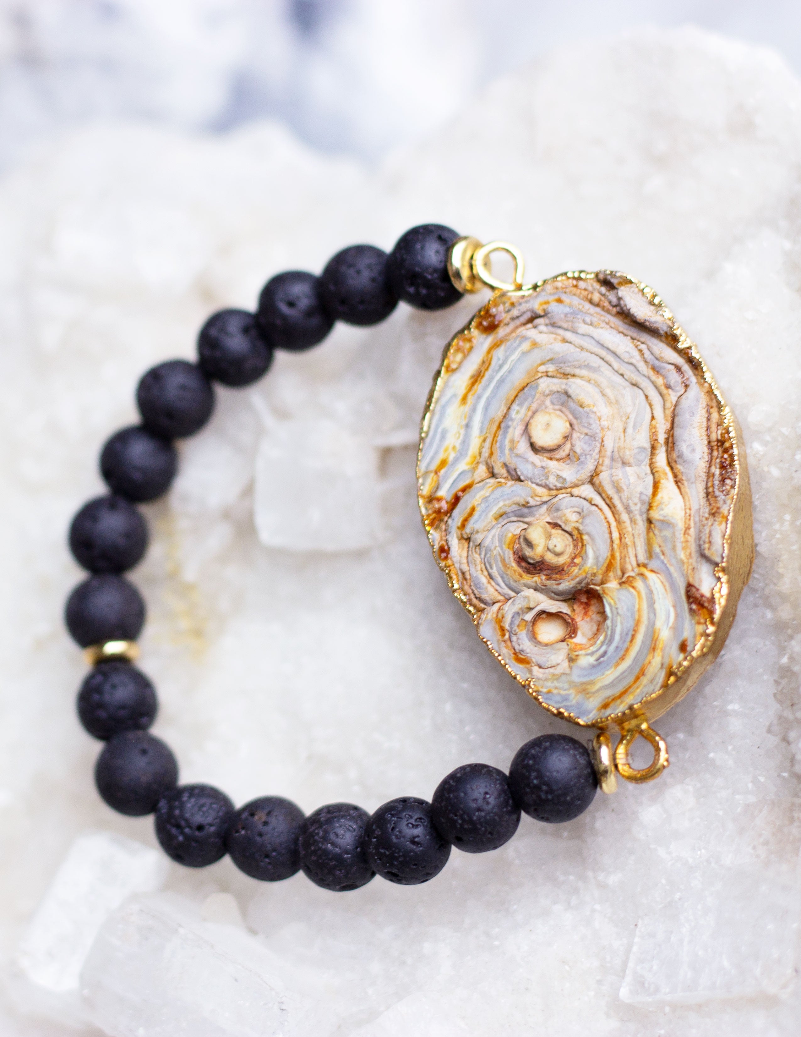 LAVA BEADS/ QUARTZ BRACELET- 0716 - Blue District