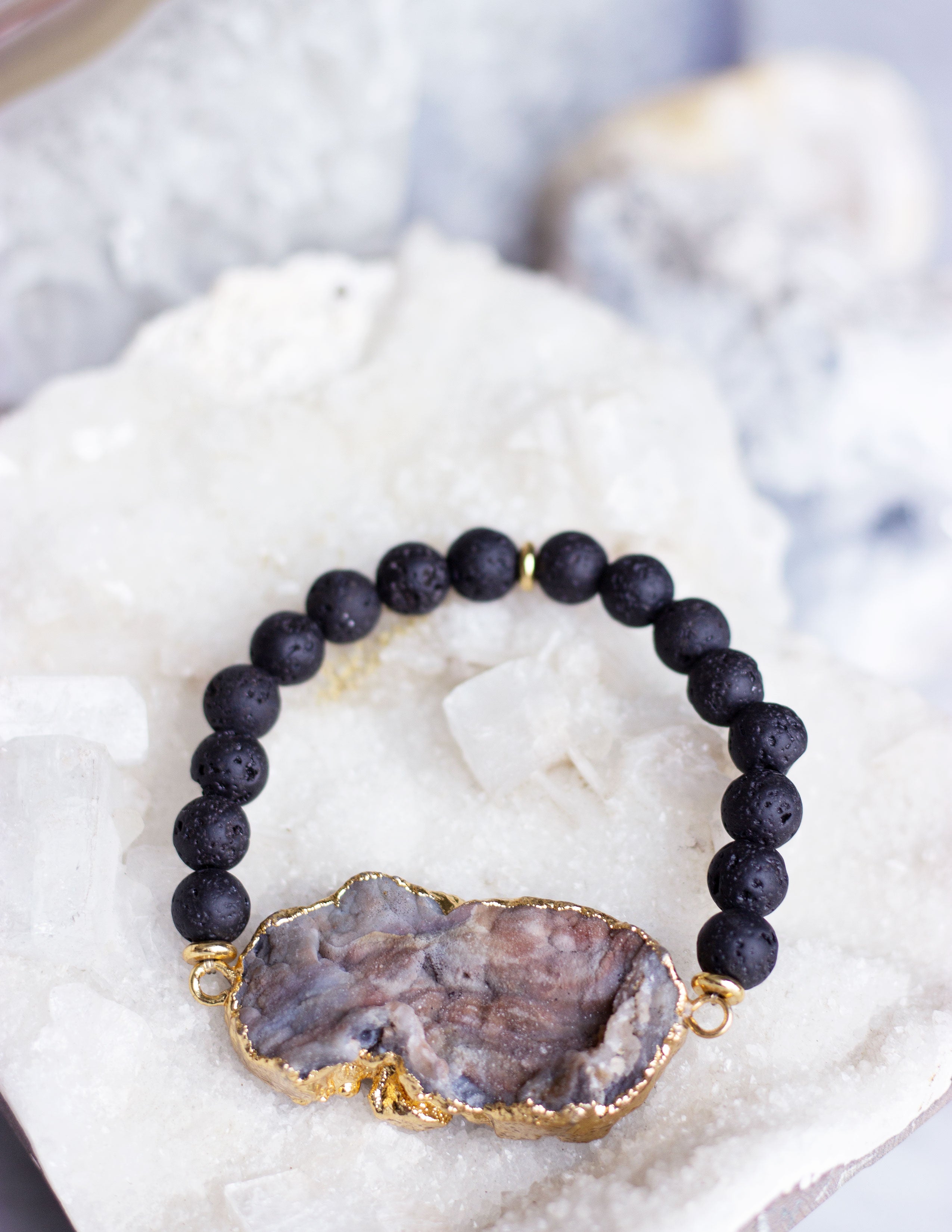 LAVA BEADS/ QUARTZ BRACELET- 0717 - Blue District