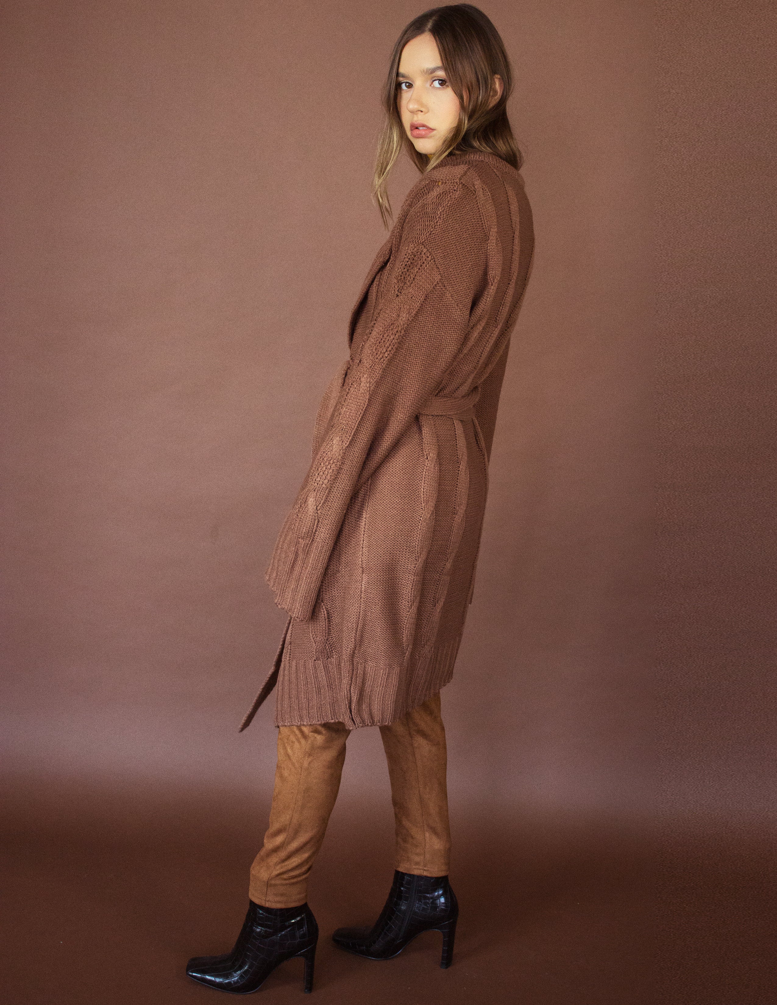 CAPE CARDIGAN- CHESNUT