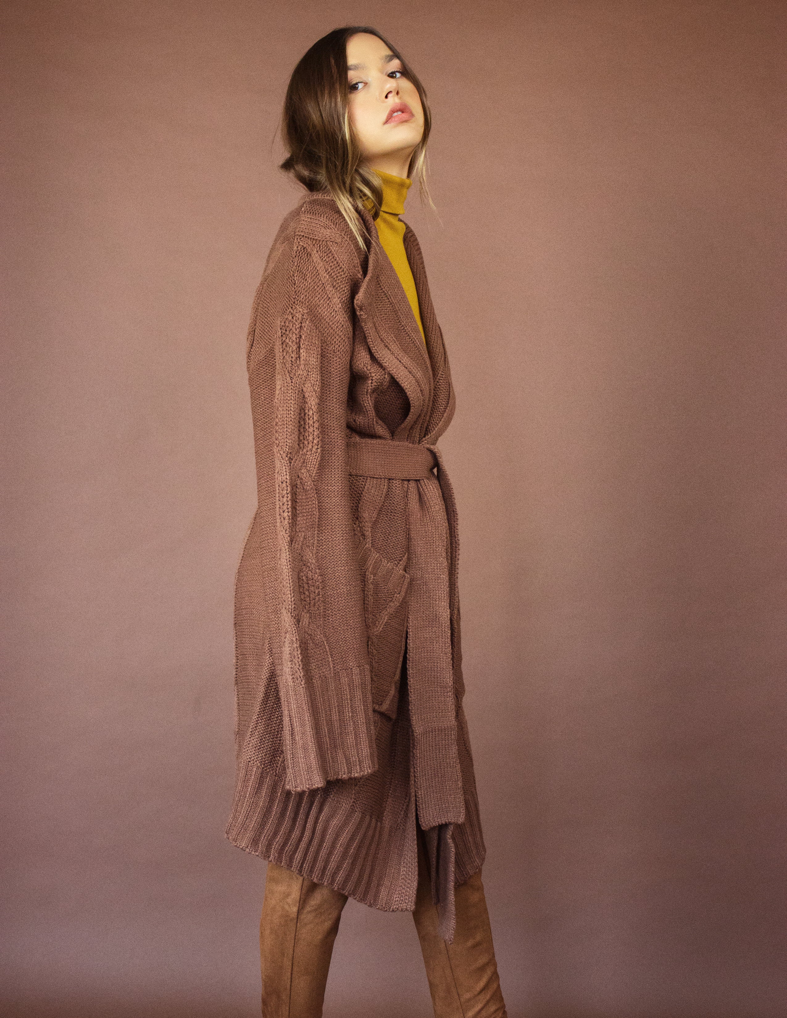 CAPE CARDIGAN- CHESNUT