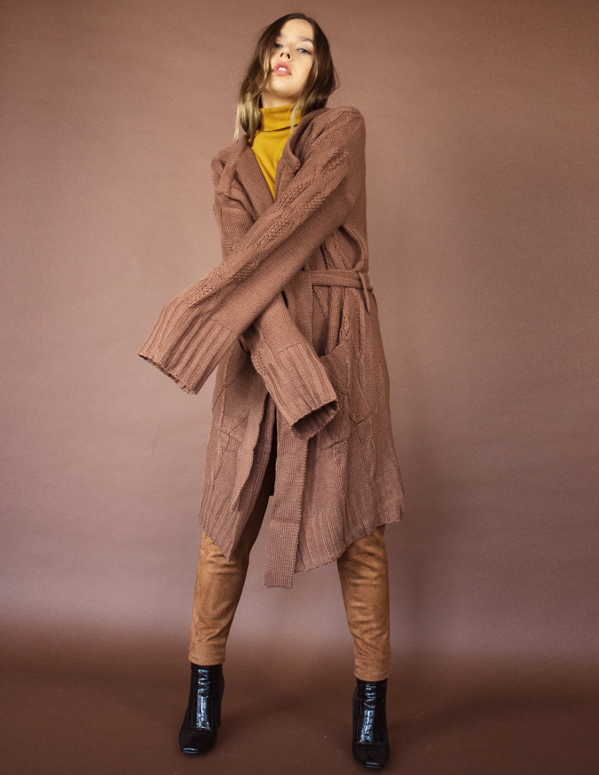 CAPE CARDIGAN- CHESNUT