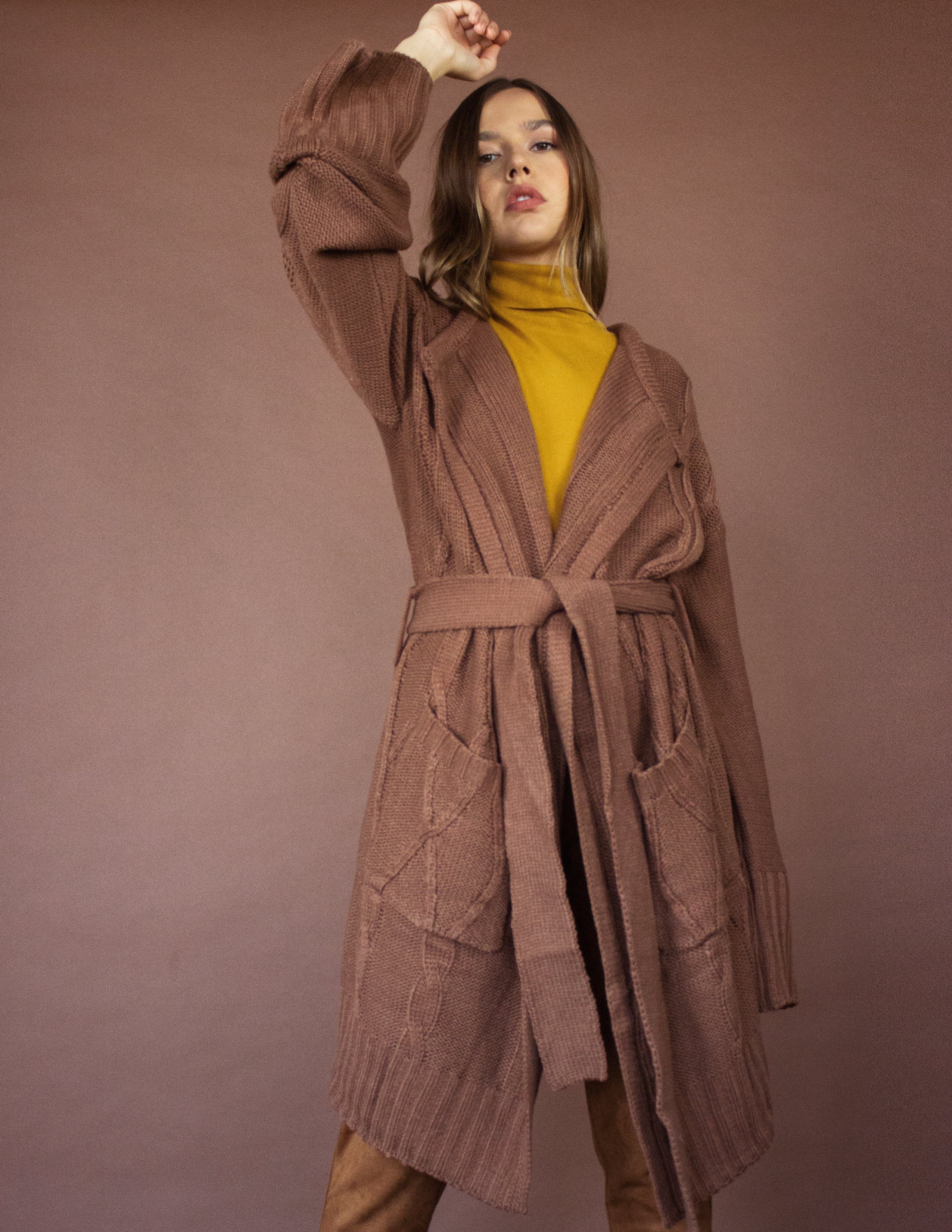 CAPE CARDIGAN- CHESNUT