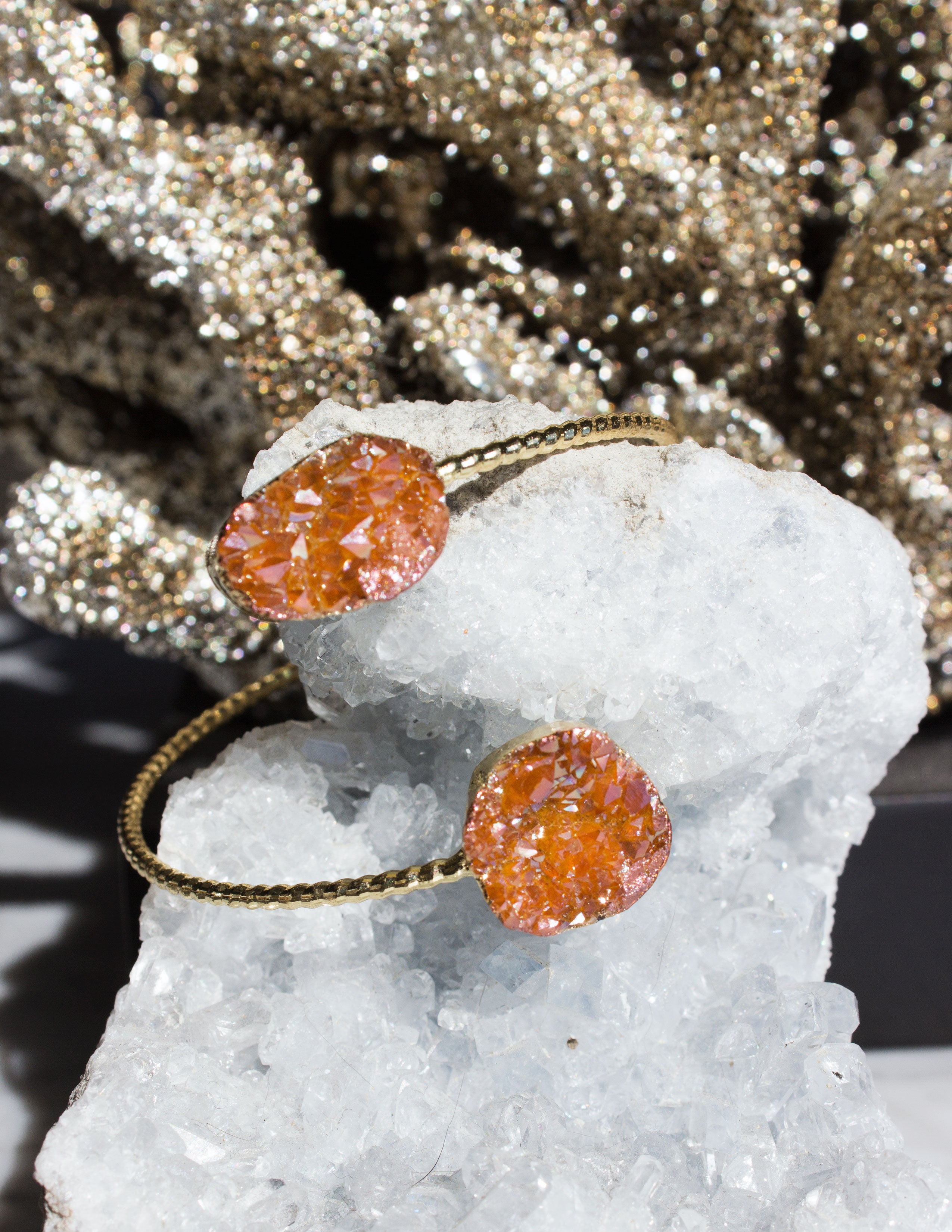 DRUZY QUARTZ BRACELET- ORANGE - Blue District