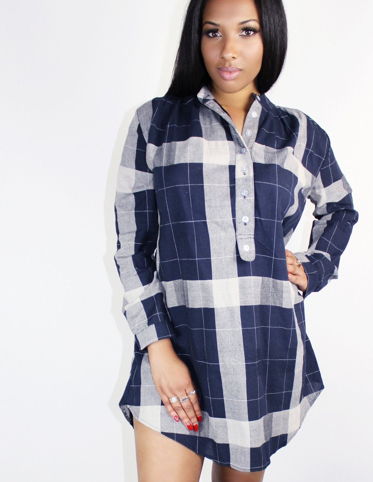 ECHO SHIRT DRESS- NAVY - Blue District