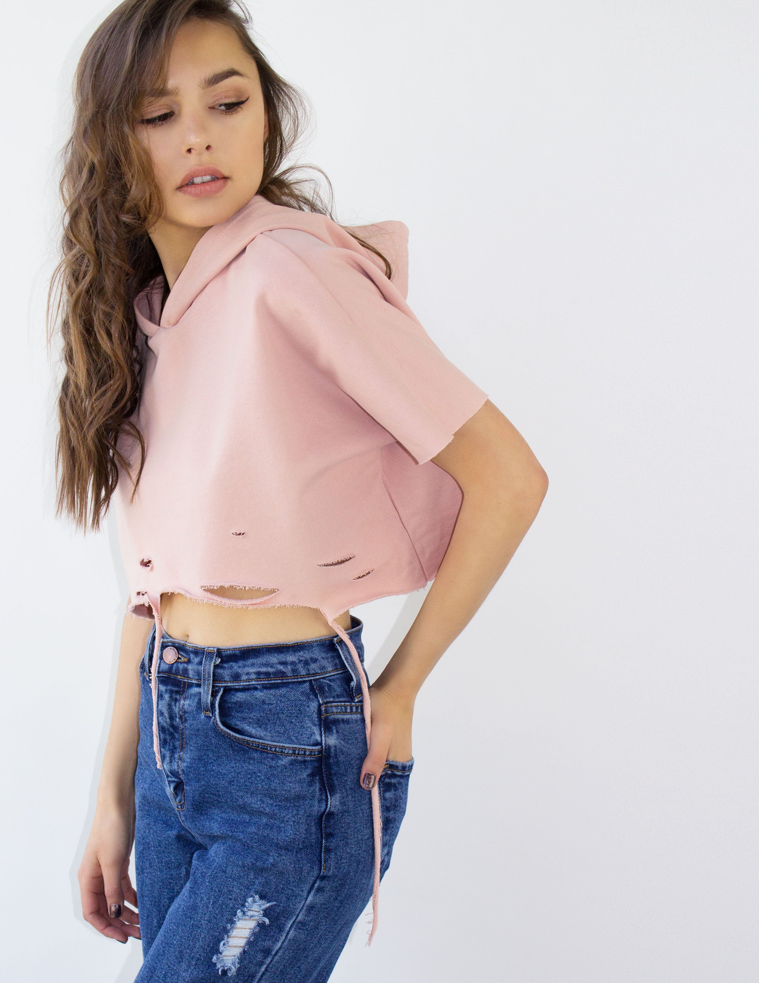 SKEW CROPPED SWEATER - Blue District
