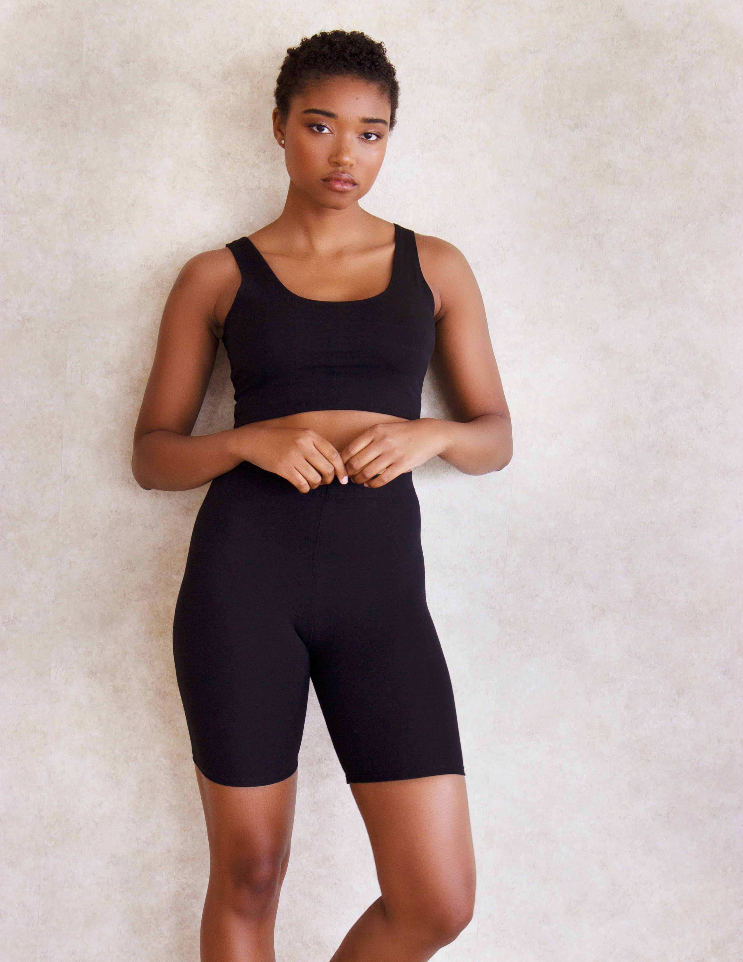CLEMATIS BIKER SHORTS SET- ONYX