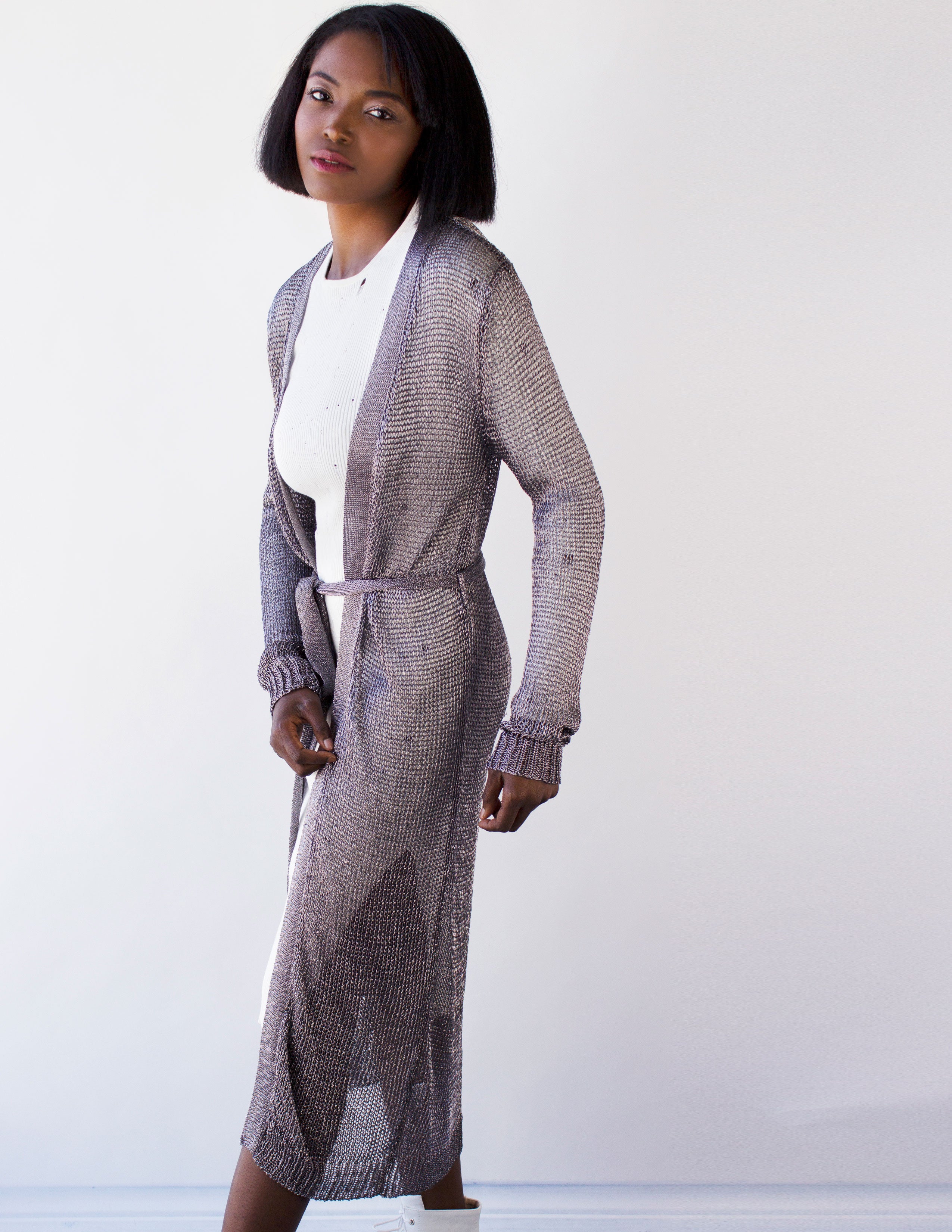 IRIS CARDIGAN- GUNMETAL - Blue District