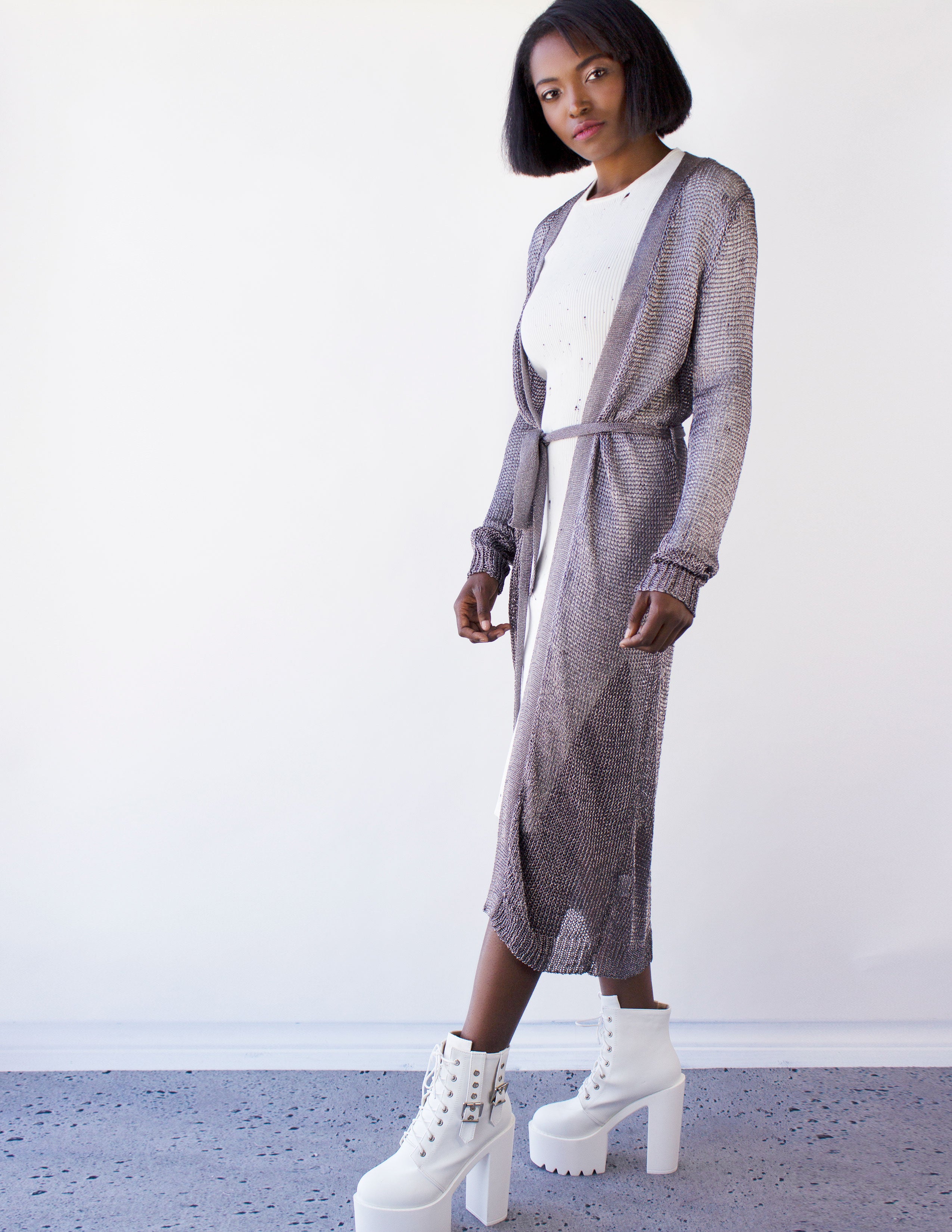IRIS CARDIGAN- GUNMETAL - Blue District