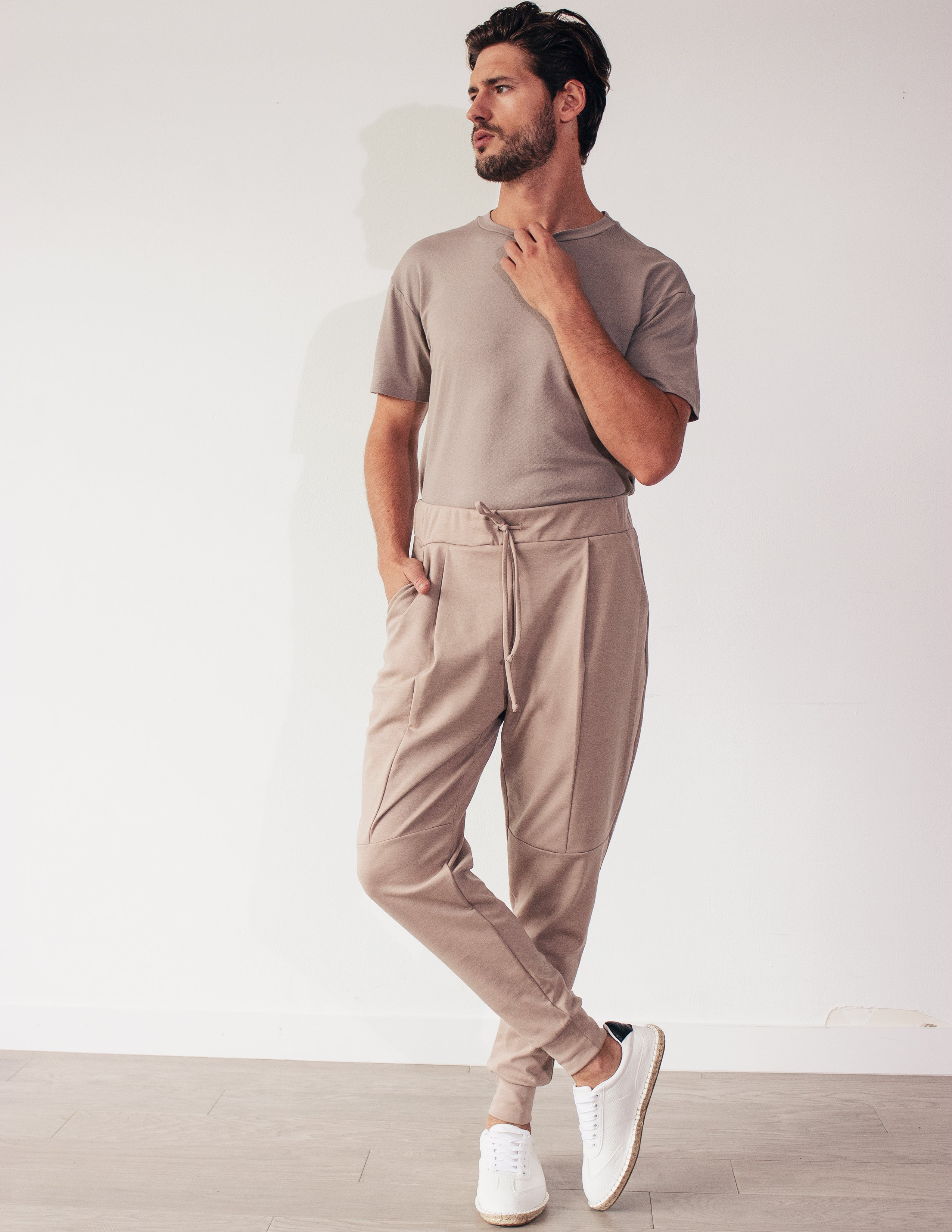 SLICK JOGGERS- TAUPE