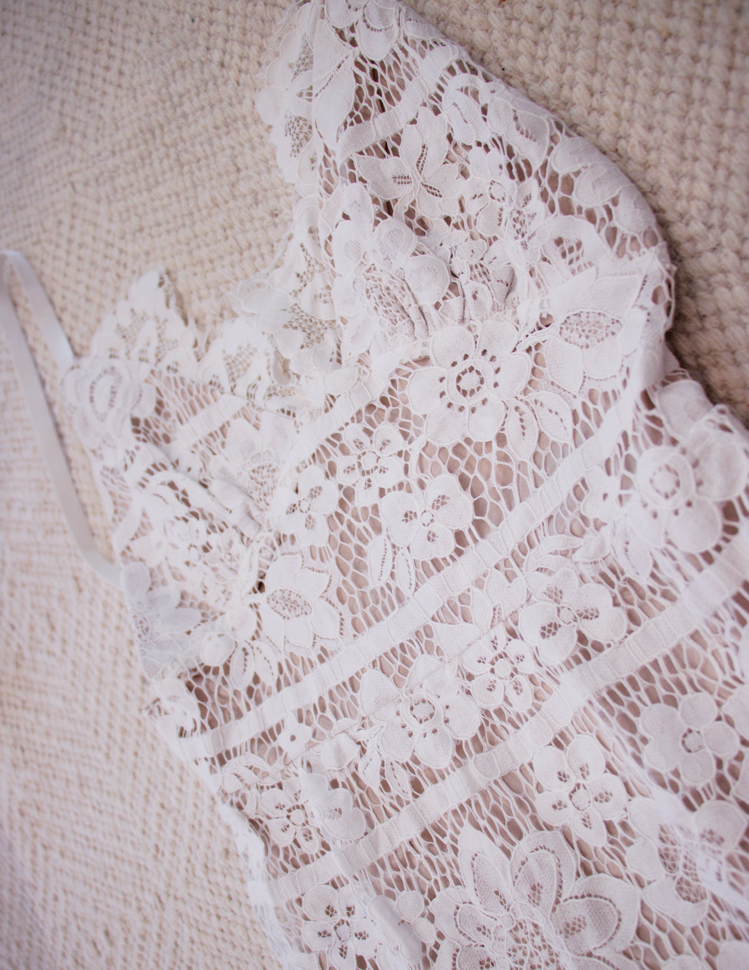 Lace Midi Dress- White