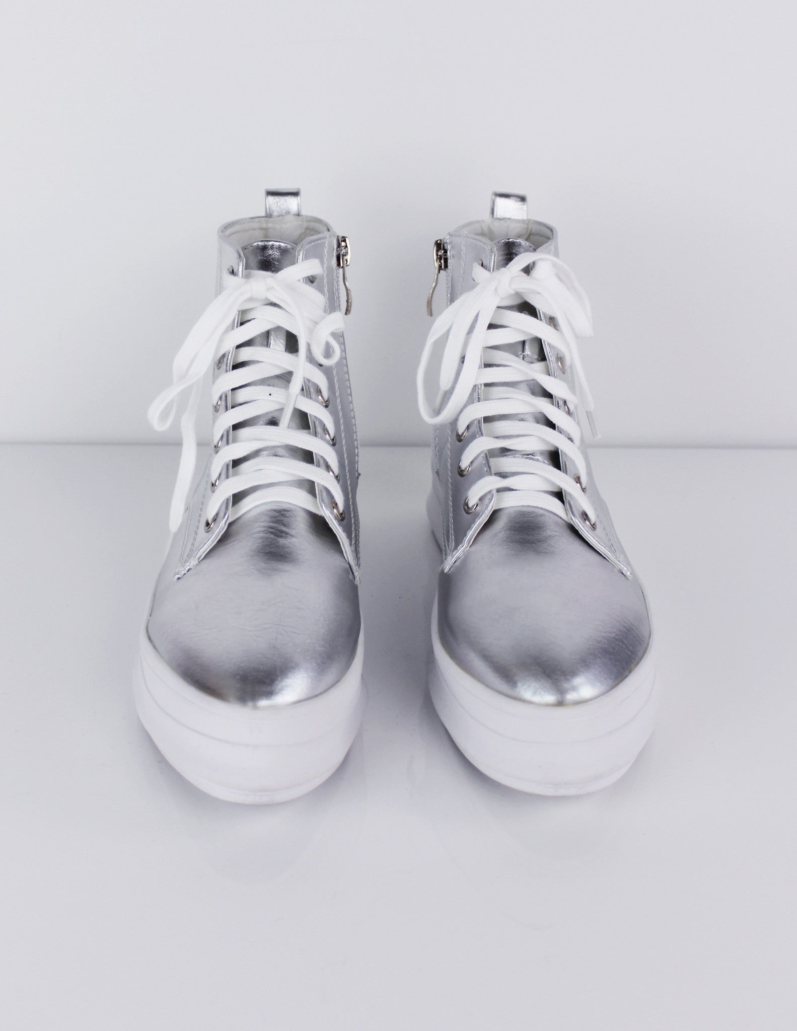 [silver platform high top sneakers] - Blue District
