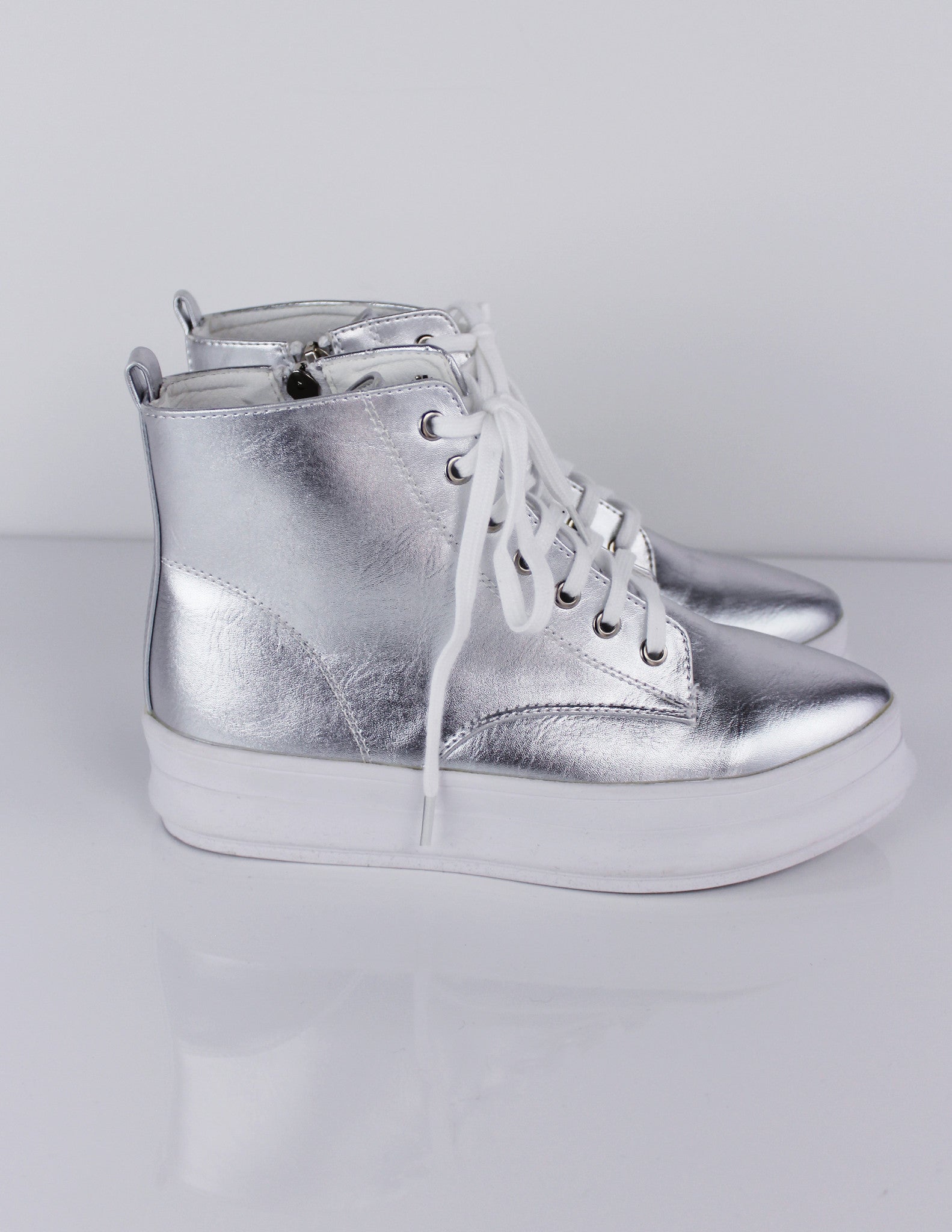 [silver platform high top sneakers] - Blue District