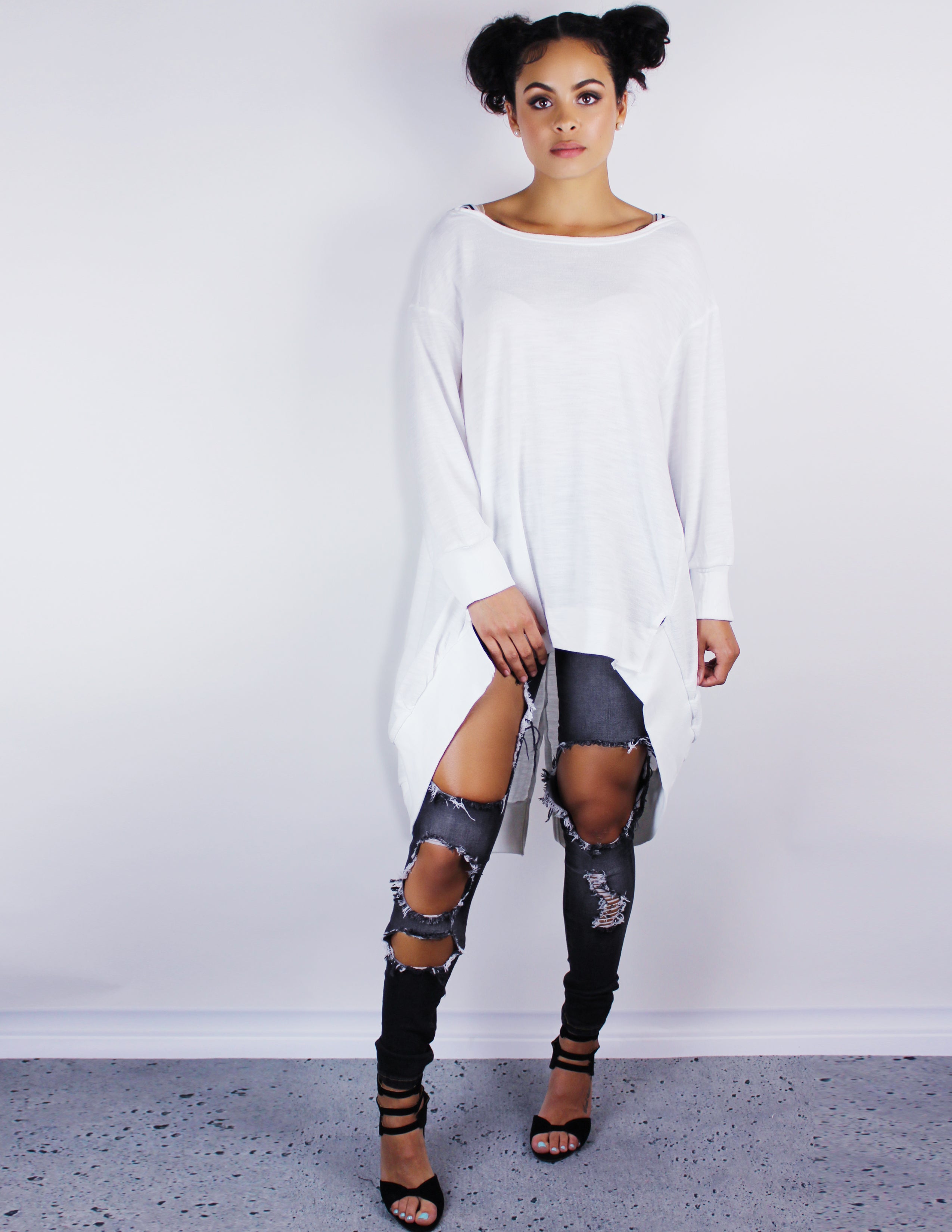 BURMA TOP- WHITE - Blue District