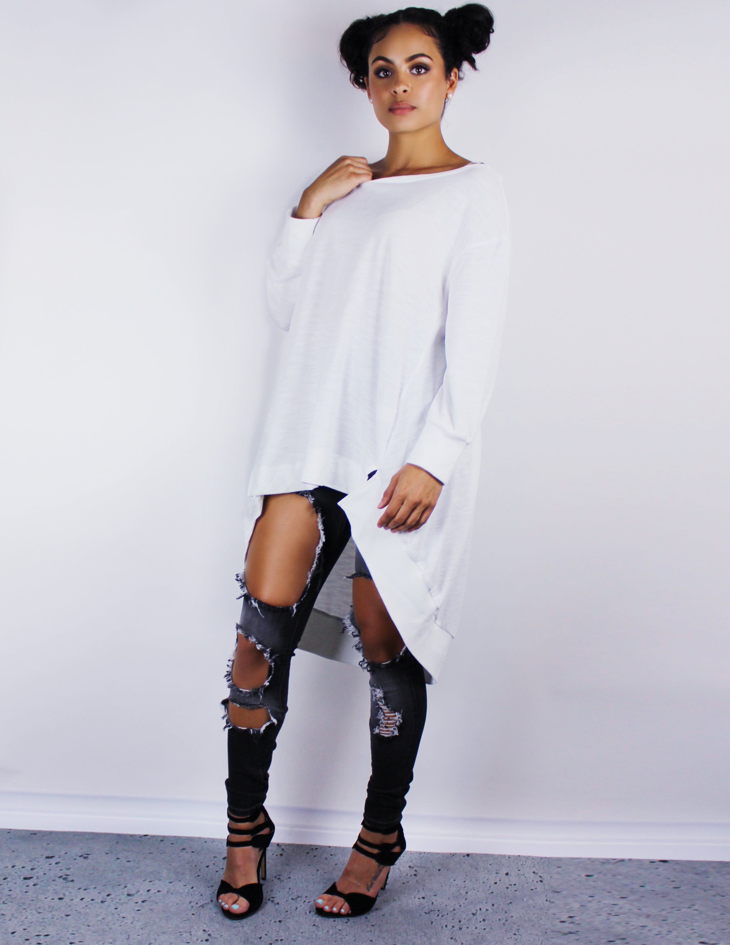 BURMA TOP- WHITE - Blue District