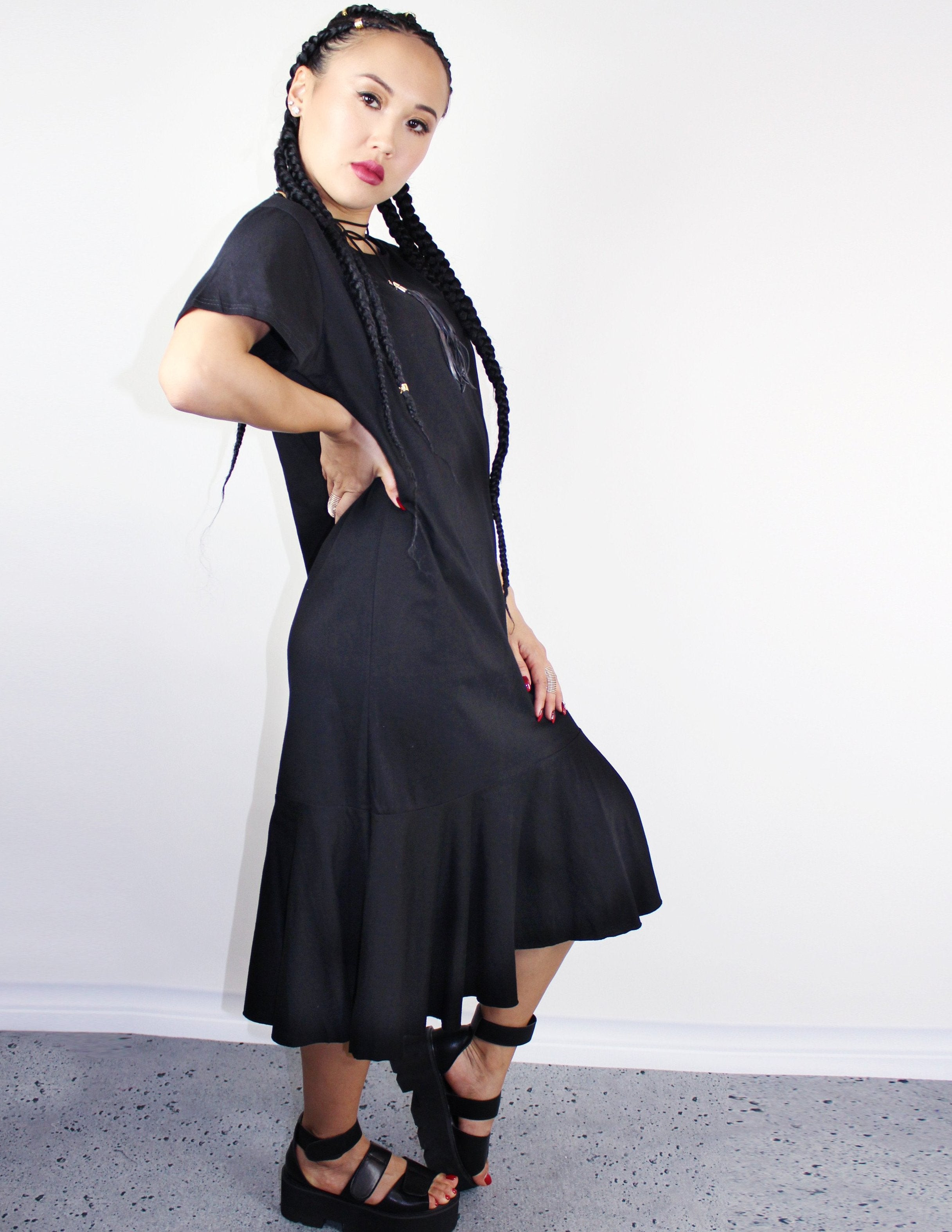 BLACK T- SHIRT DRESS