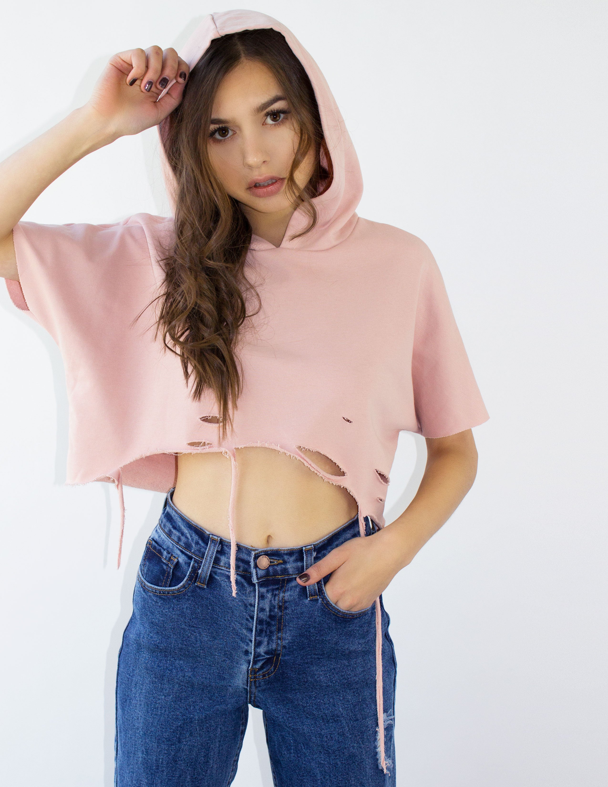 SKEW CROPPED SWEATER - Blue District