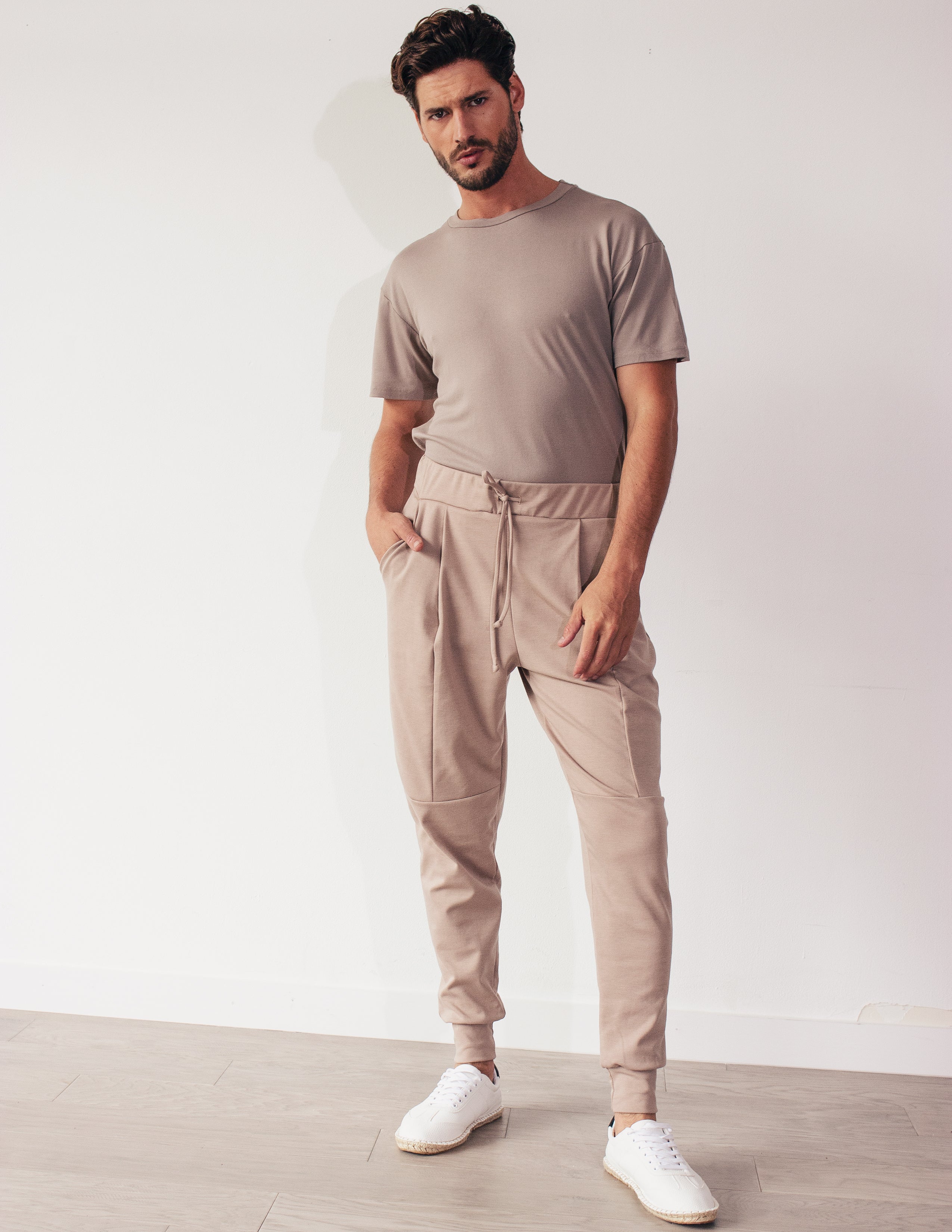 SLICK JOGGERS- TAUPE